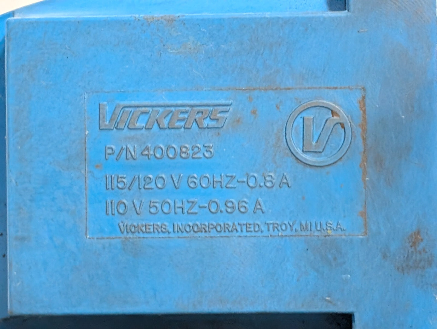 Vickers 400823 coil, 115/120VAC 60Hz 0.8A; 110VAC 50Hz 0.96A