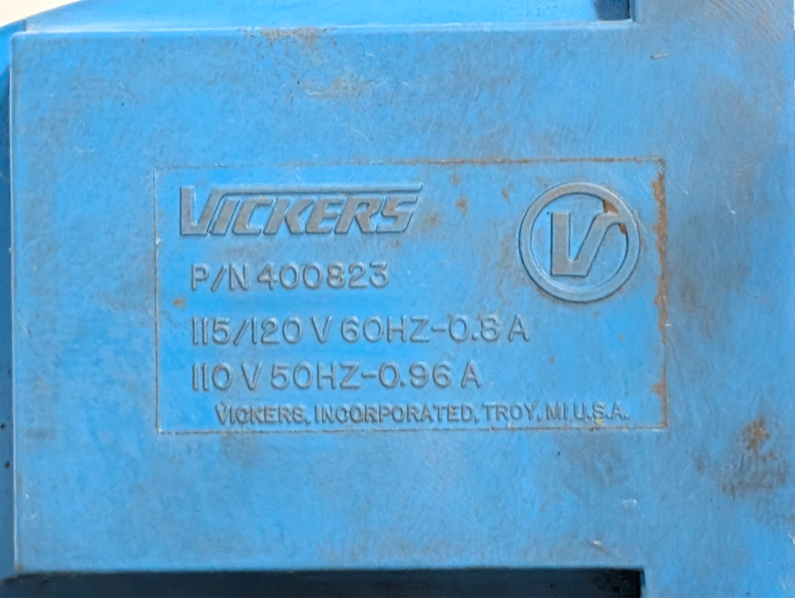 Vickers 400823 coil, 115/120VAC 60Hz 0.8A; 110VAC 50Hz 0.96A