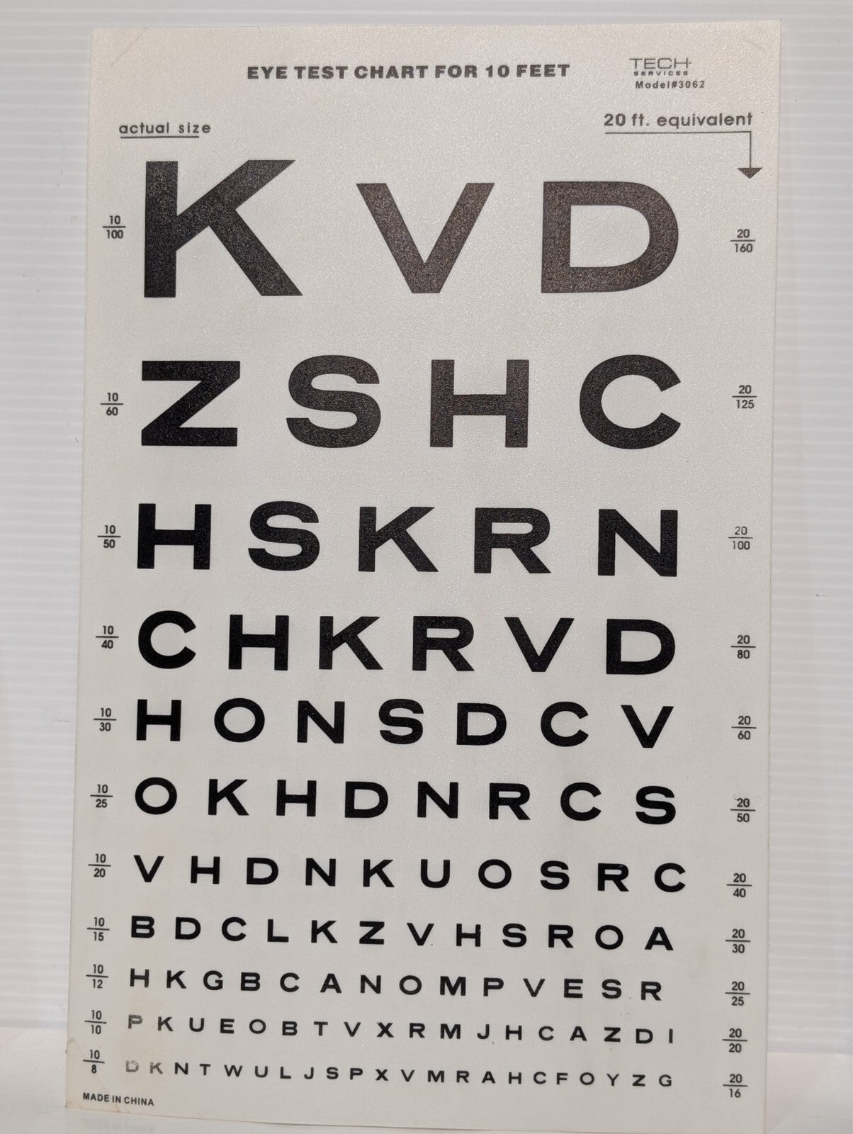 (4) Eye Test Charts for 10 Feet, Children Symbols Non-Standard 9"x14"