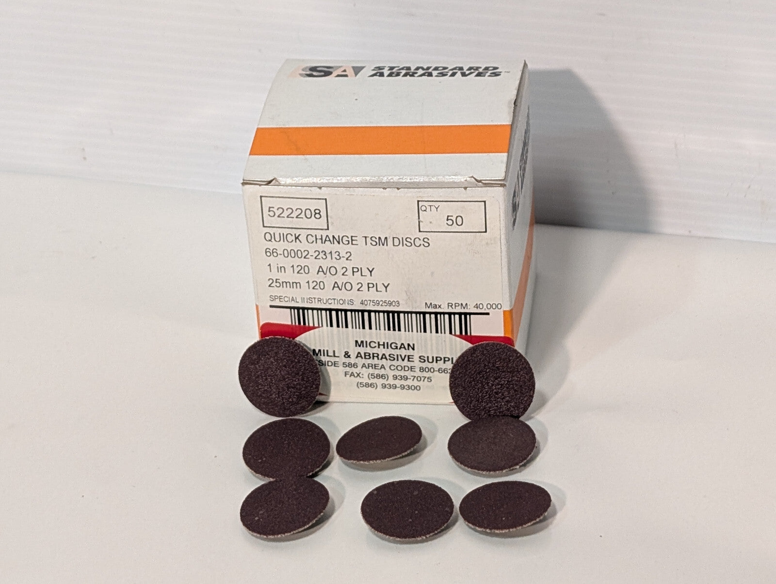 Standard Abrasives 50 Ct 522208 Quick Change TSM Discs 1", 120 Grit, 2 Ply