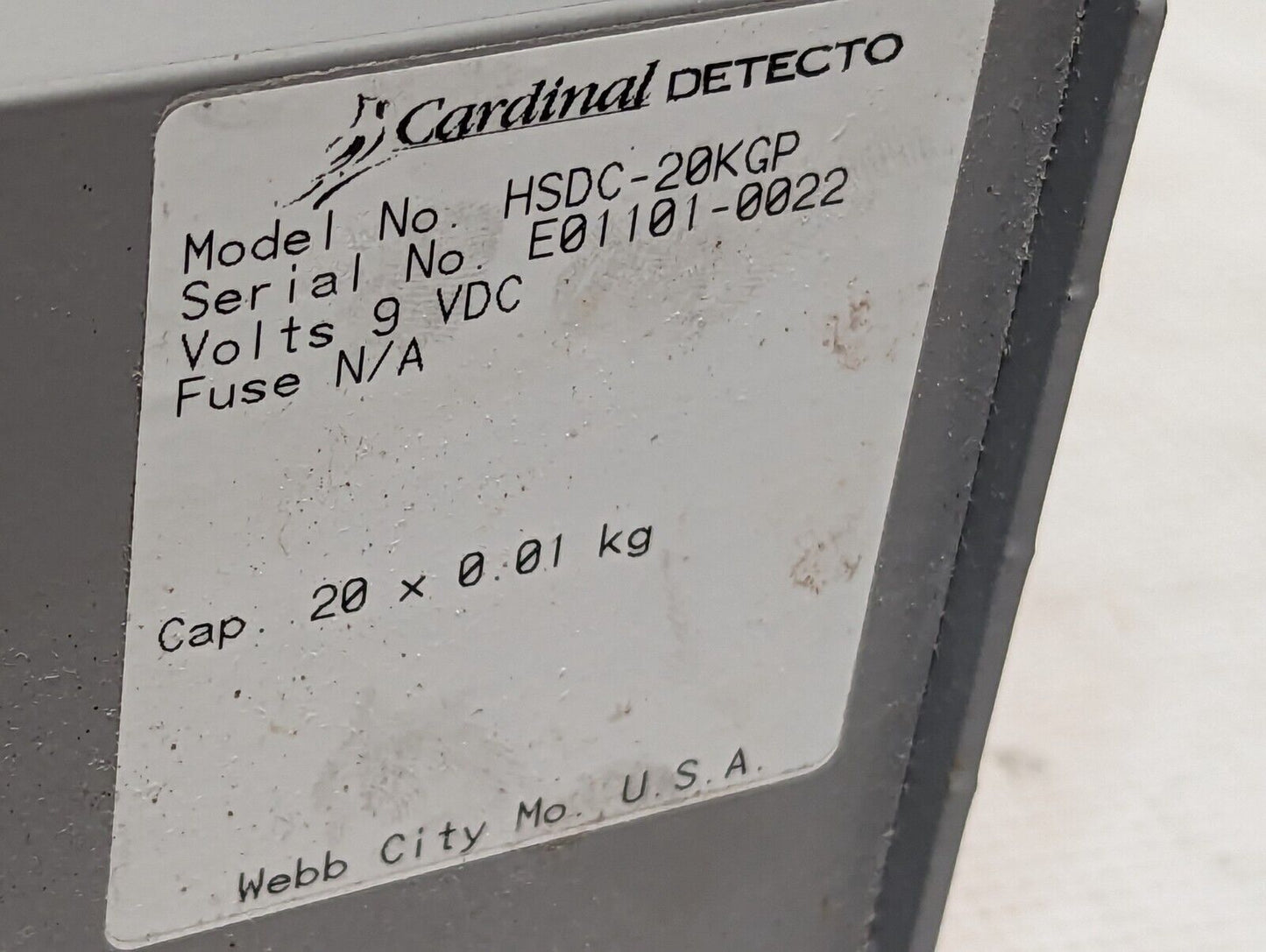 Cardinal Detecto HSDC-20KGP Digital Hanging Scale, 20kg, 9VDC, Throws Err A