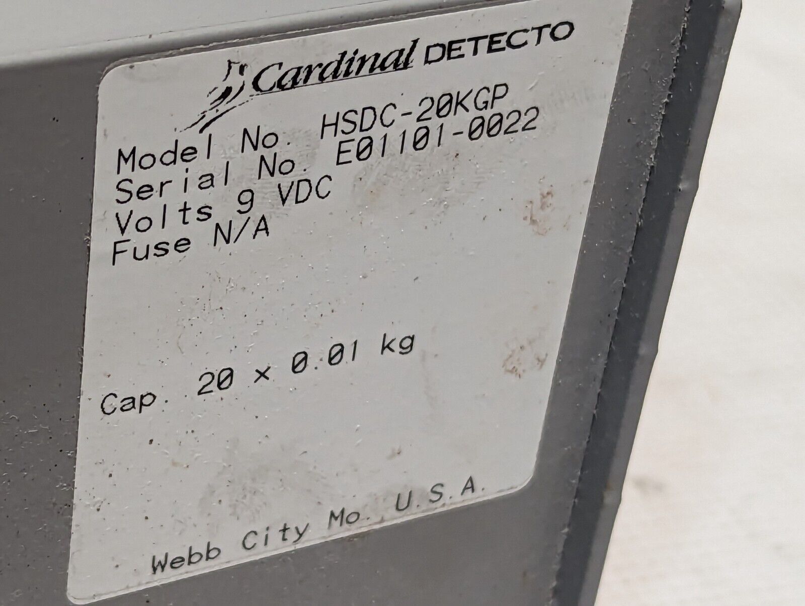 Cardinal Detecto HSDC-20KGP Digital Hanging Scale, 20kg, 9VDC, Throws Err A