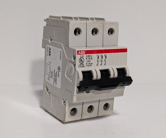 ABB S203U-K10A Circuit Breaker, 3 Pole Unit, Min .4", Made in Germany