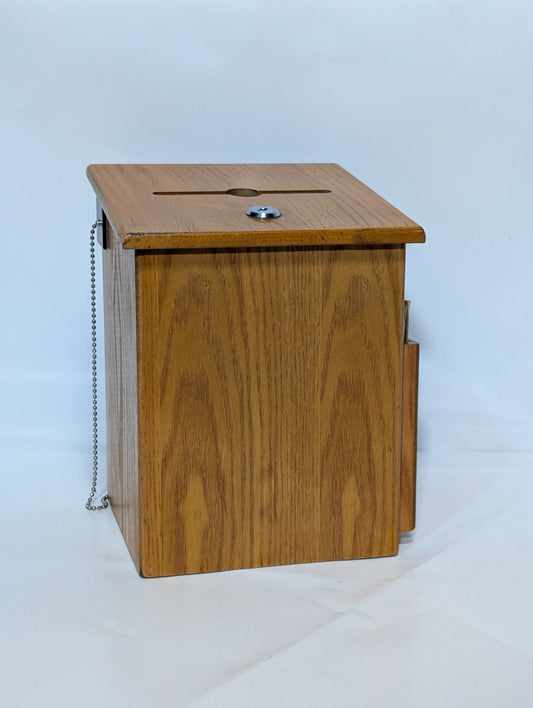 Wood Suggestion Donation Box with Lock Attached Pen 10" Charity Fundraising