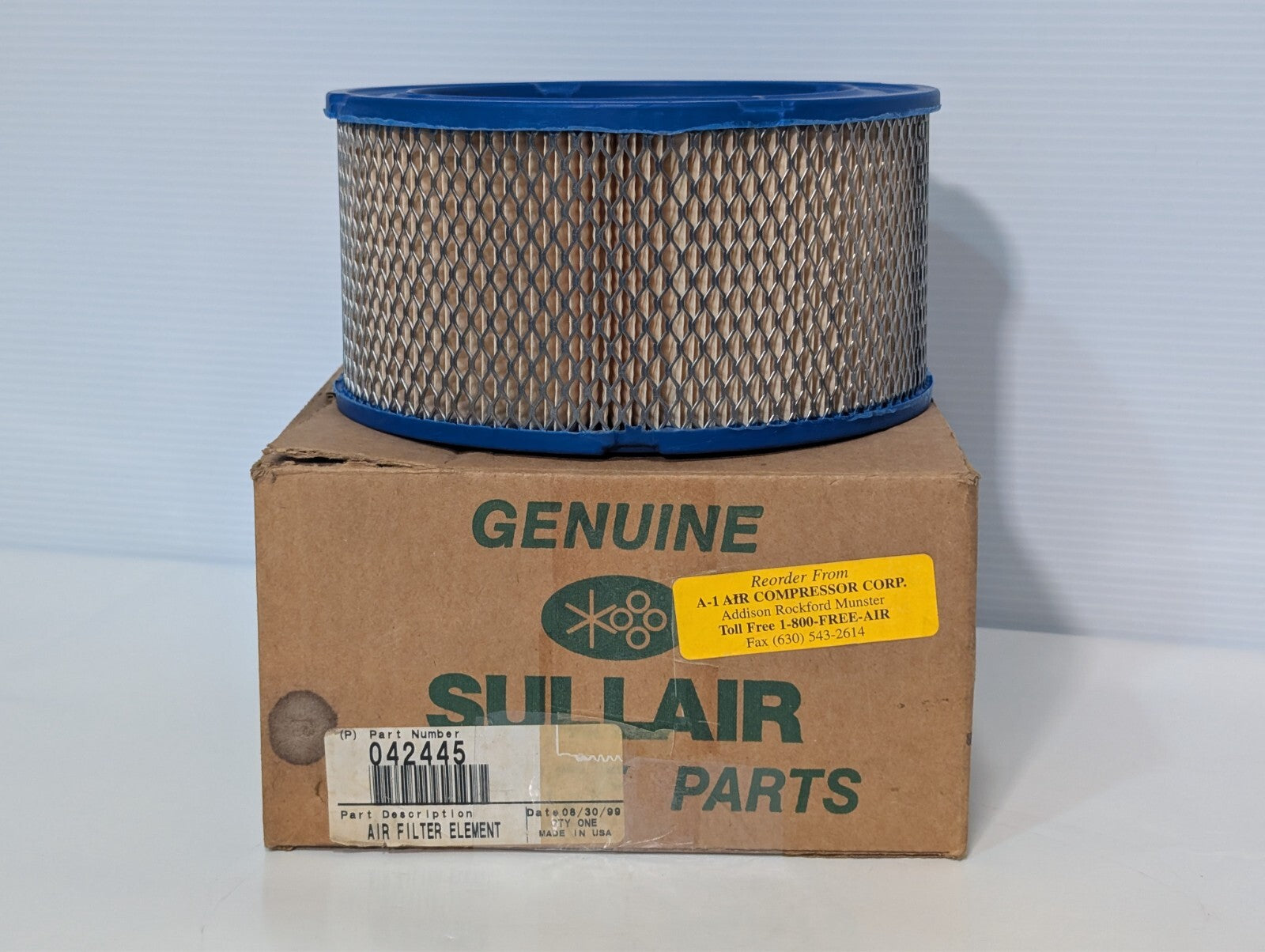 Sullair 042445 Air Filter Element, Fits BDS 7.5 to 22, LS10-25 to 30 and 10B-25