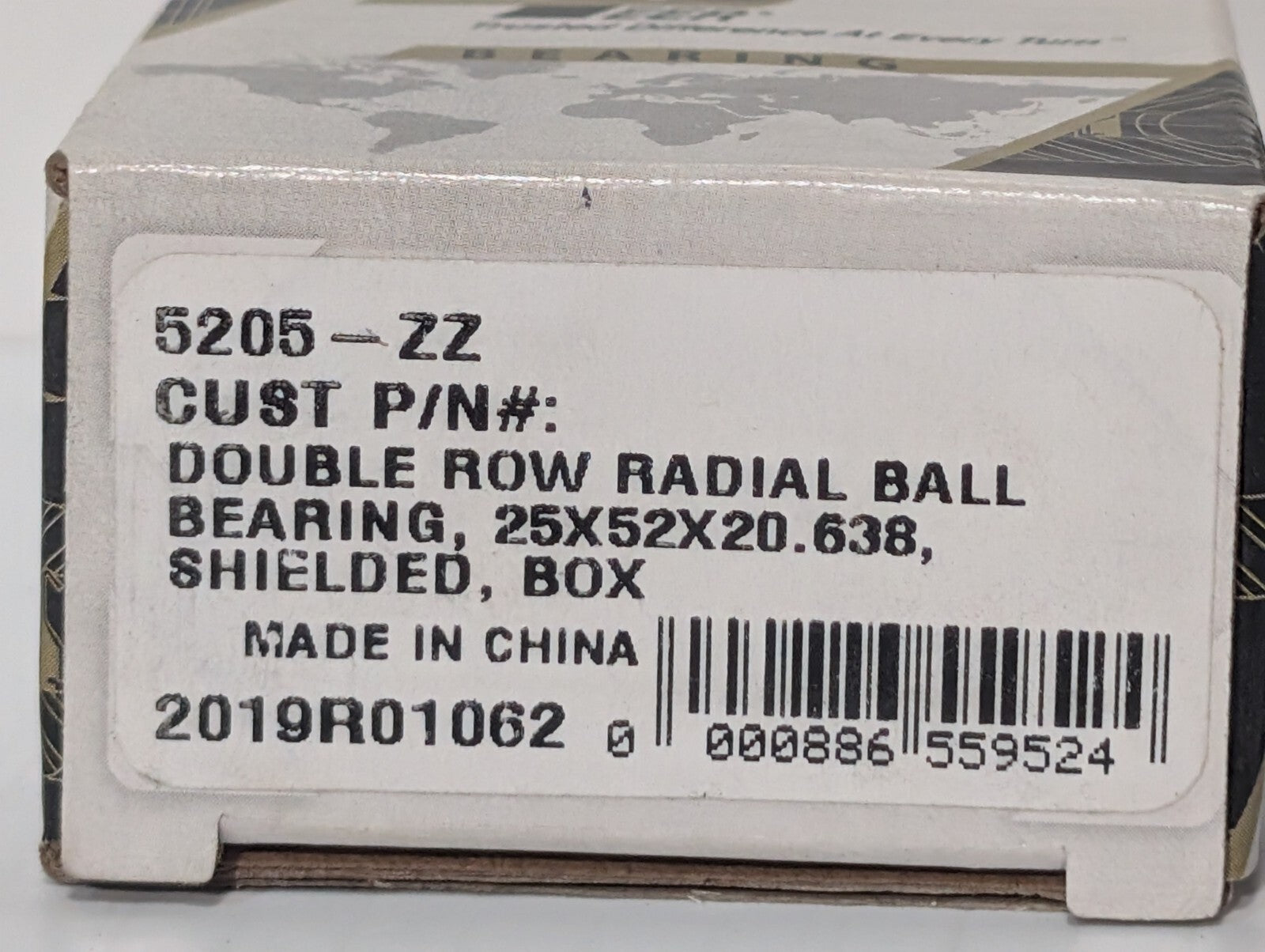 [3] Peer 5205-ZZ Double Row Radial Ball Bearing 25x52x20.638mm 2019R01062