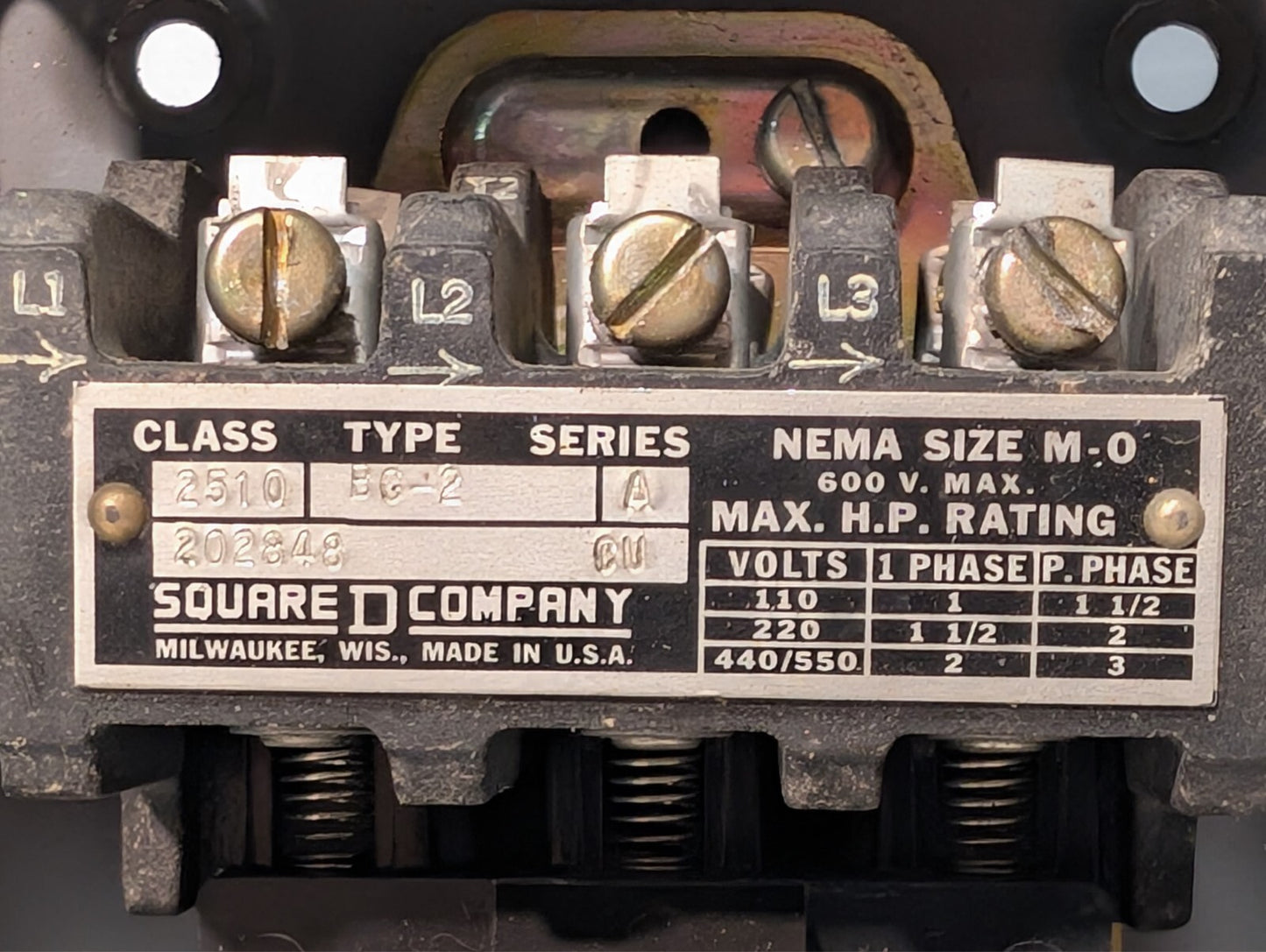 Square D Class 2510 BG-2 Series A Manual Starter 202848