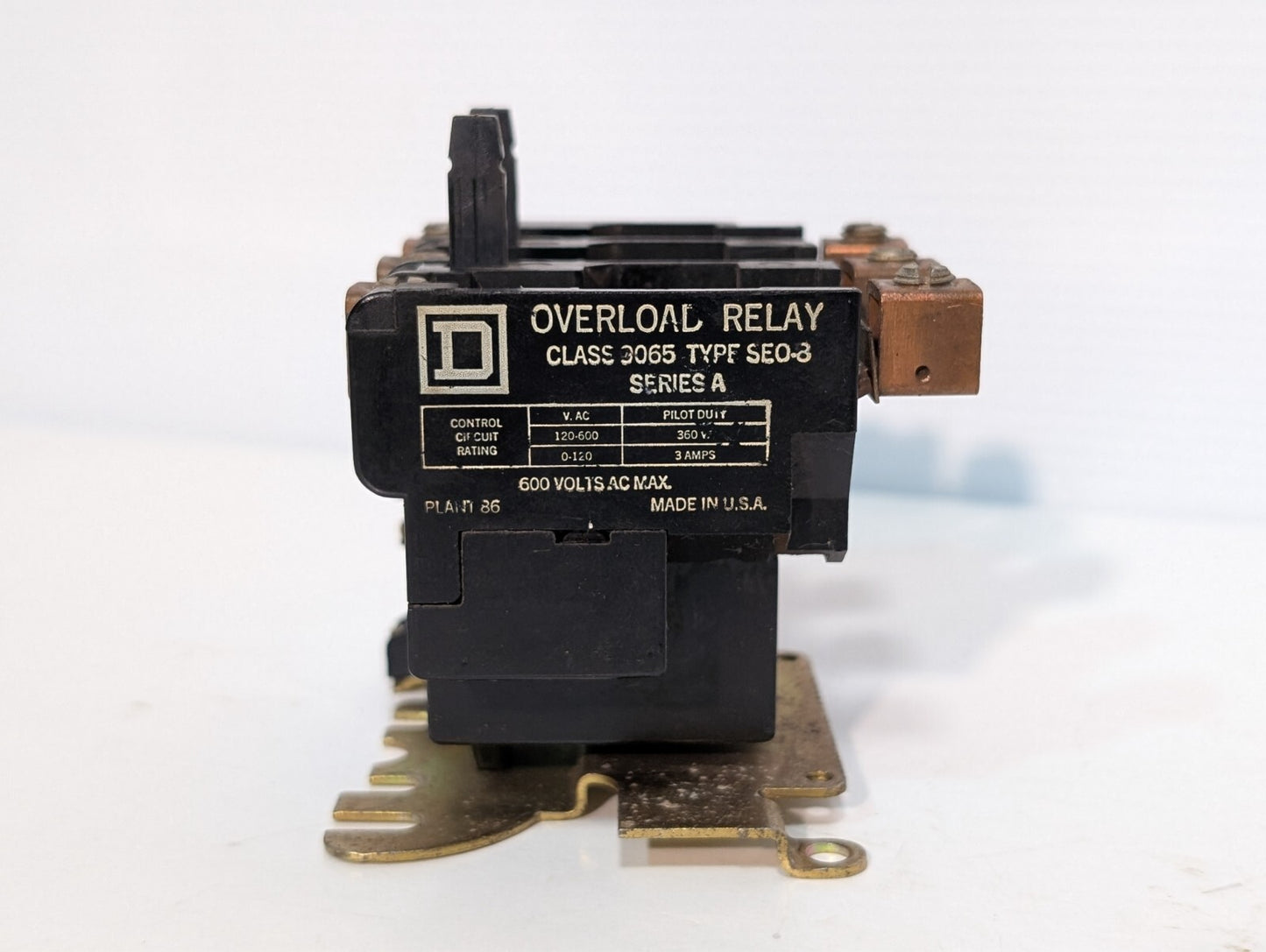 Square D Class 9065 Type SEO-8 Series A Overload Relay 600VAC