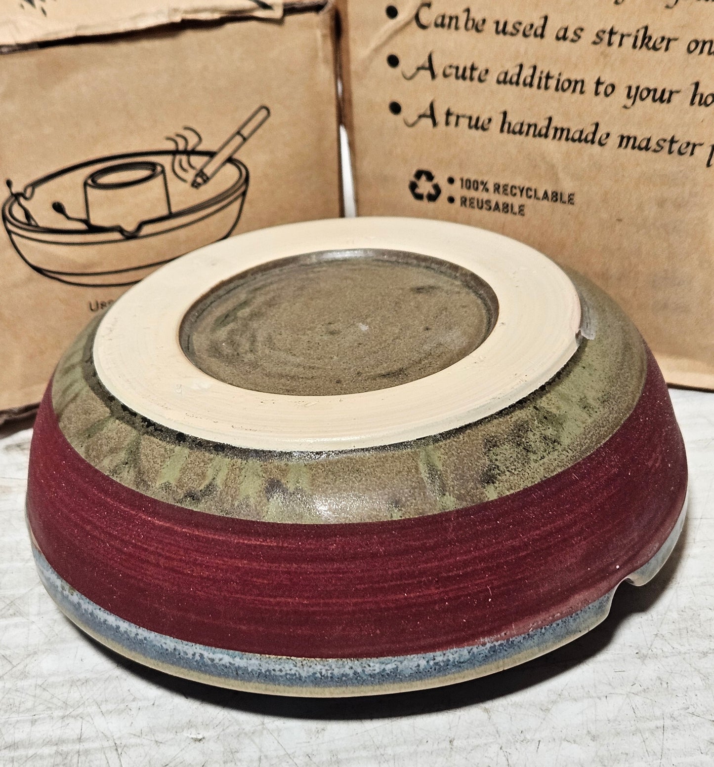 Unekorn Ceramic Match Striker Ashtray, Match Holder, Brutalism, Organic, Glazed