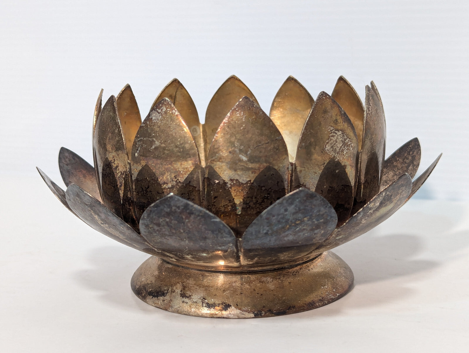 Vintage Brass Lotus Candle Holder Cone Incense Burner Dish Nested Removable Part