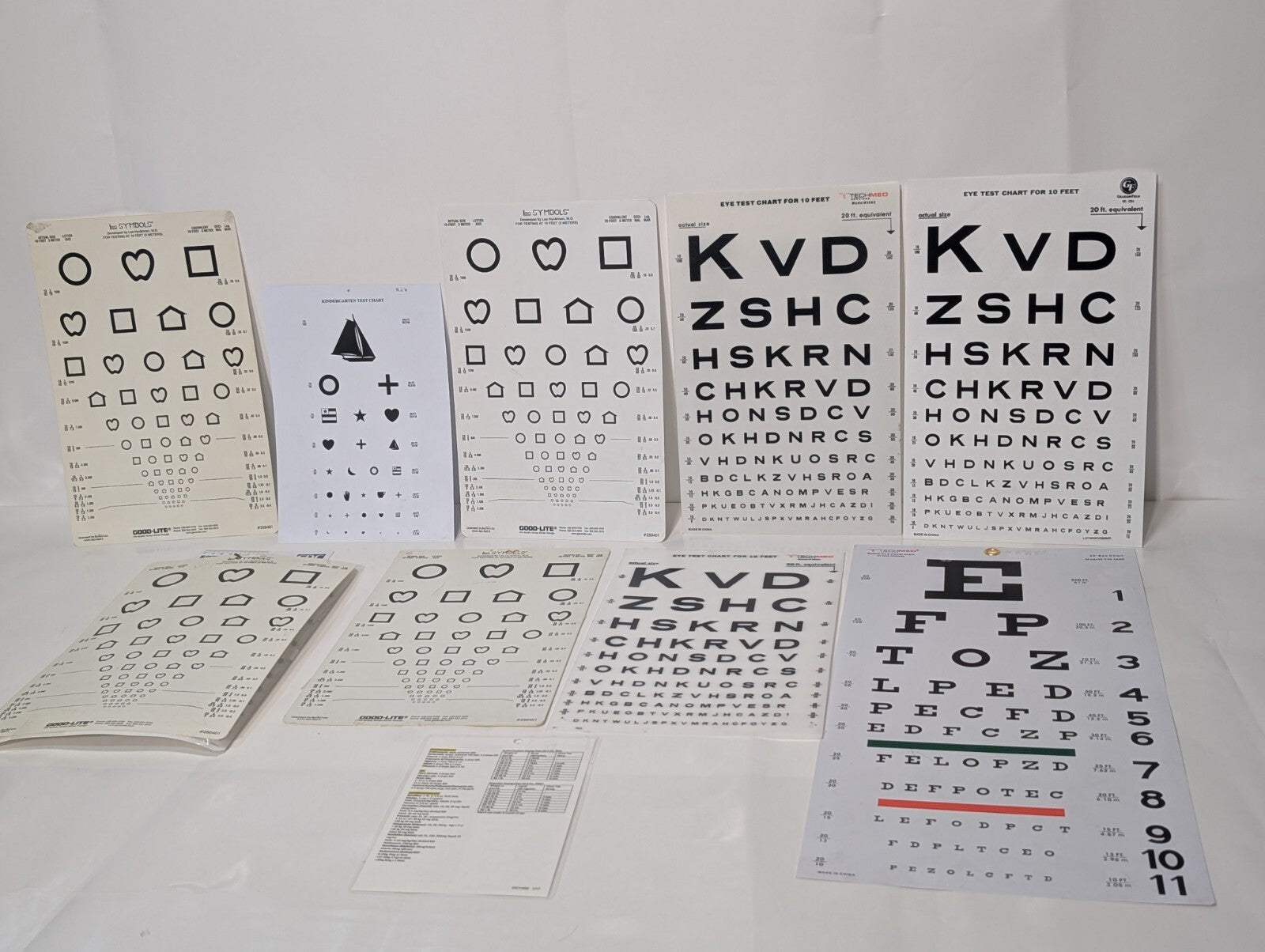 [10] Eye Test Vision Poster Chart Assorted Standard Letters Shapes Symbols Child