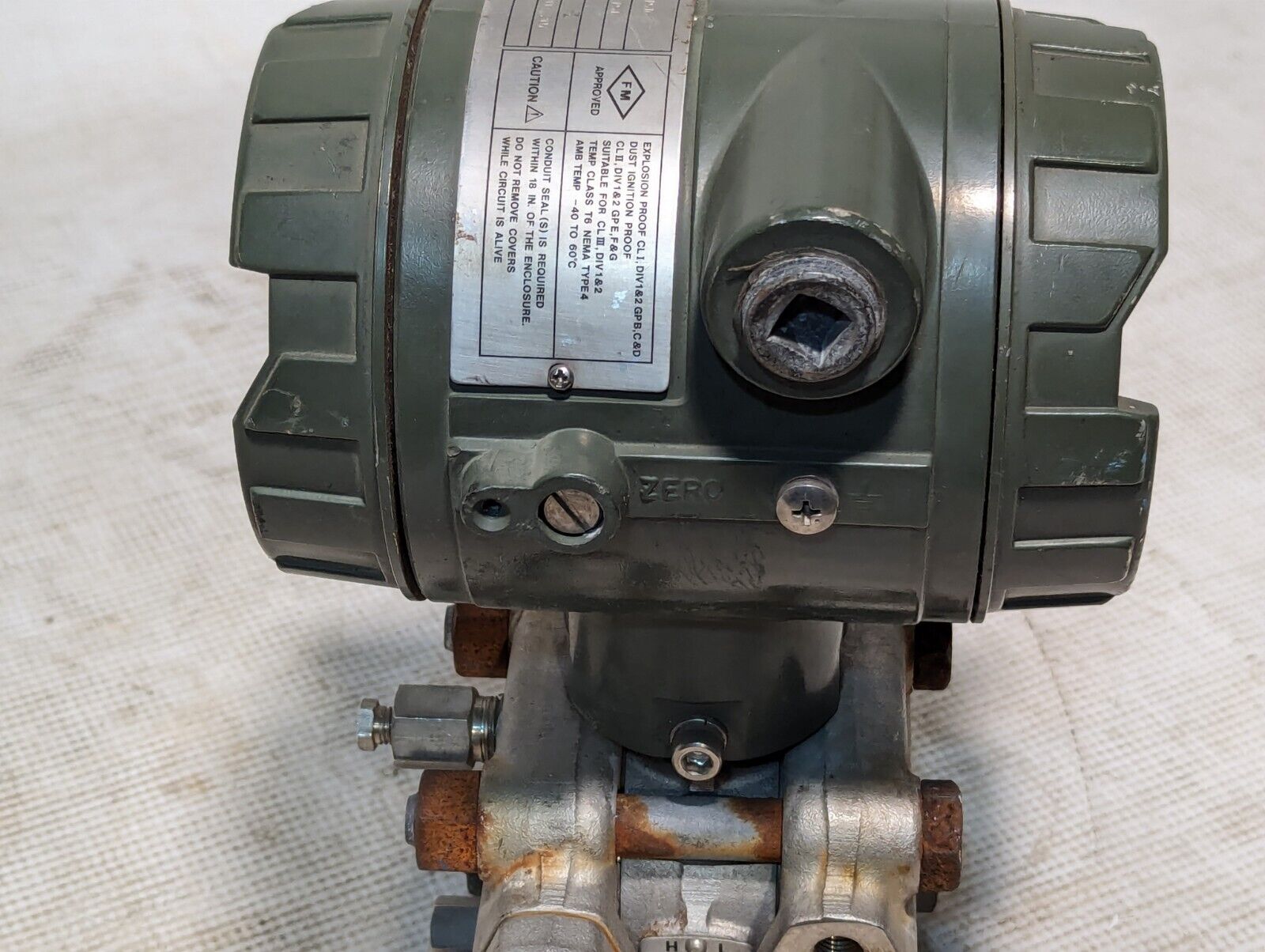 Yokogawa Uni 43F-SBS3/FMF1 pressure transmitter, 24VDC in, 0-400PSIG, 500PSI MWG
