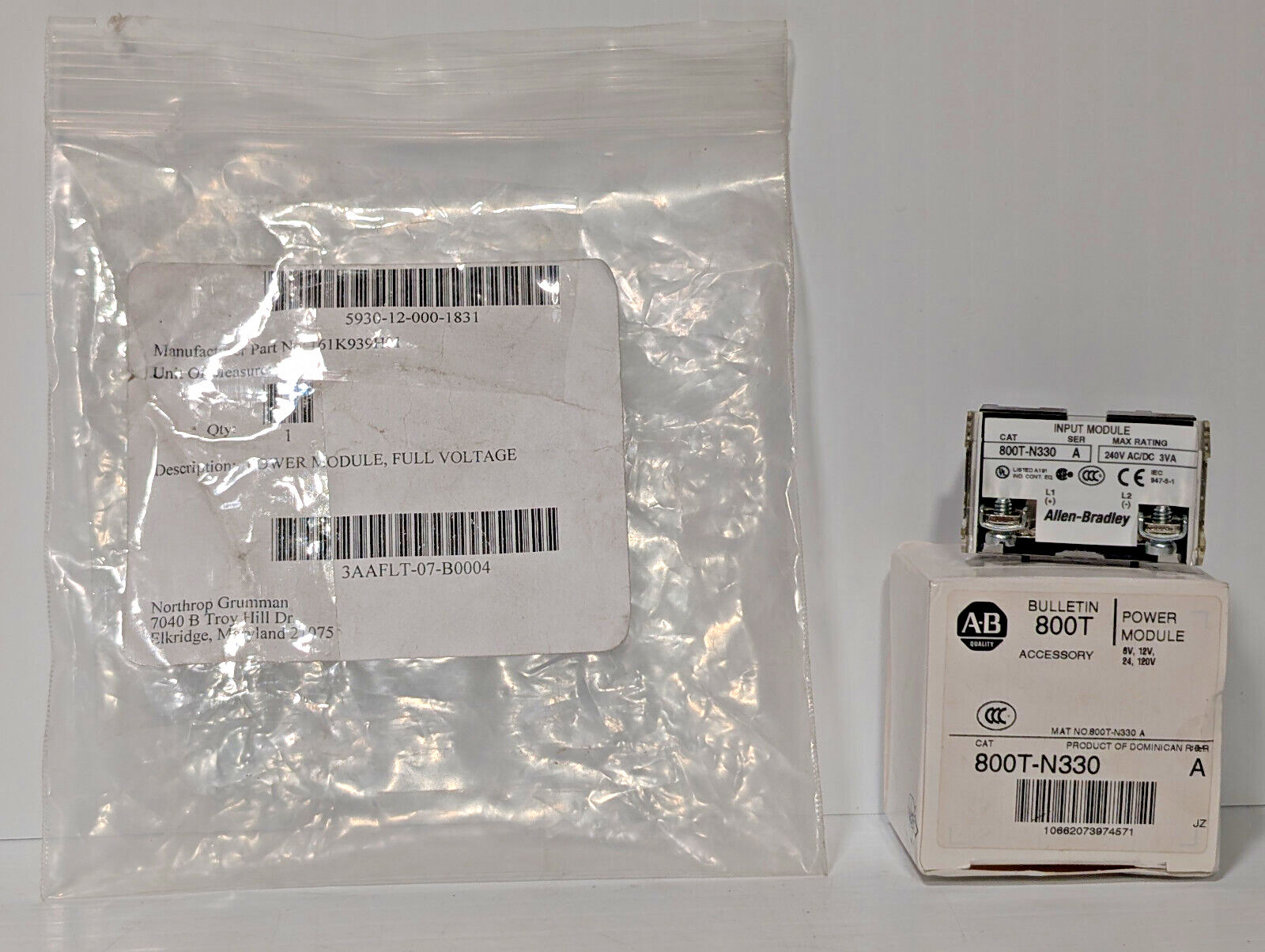 Allen Bradley 800T-N330 Bulletin 800T Input Power Module, 240 VAC