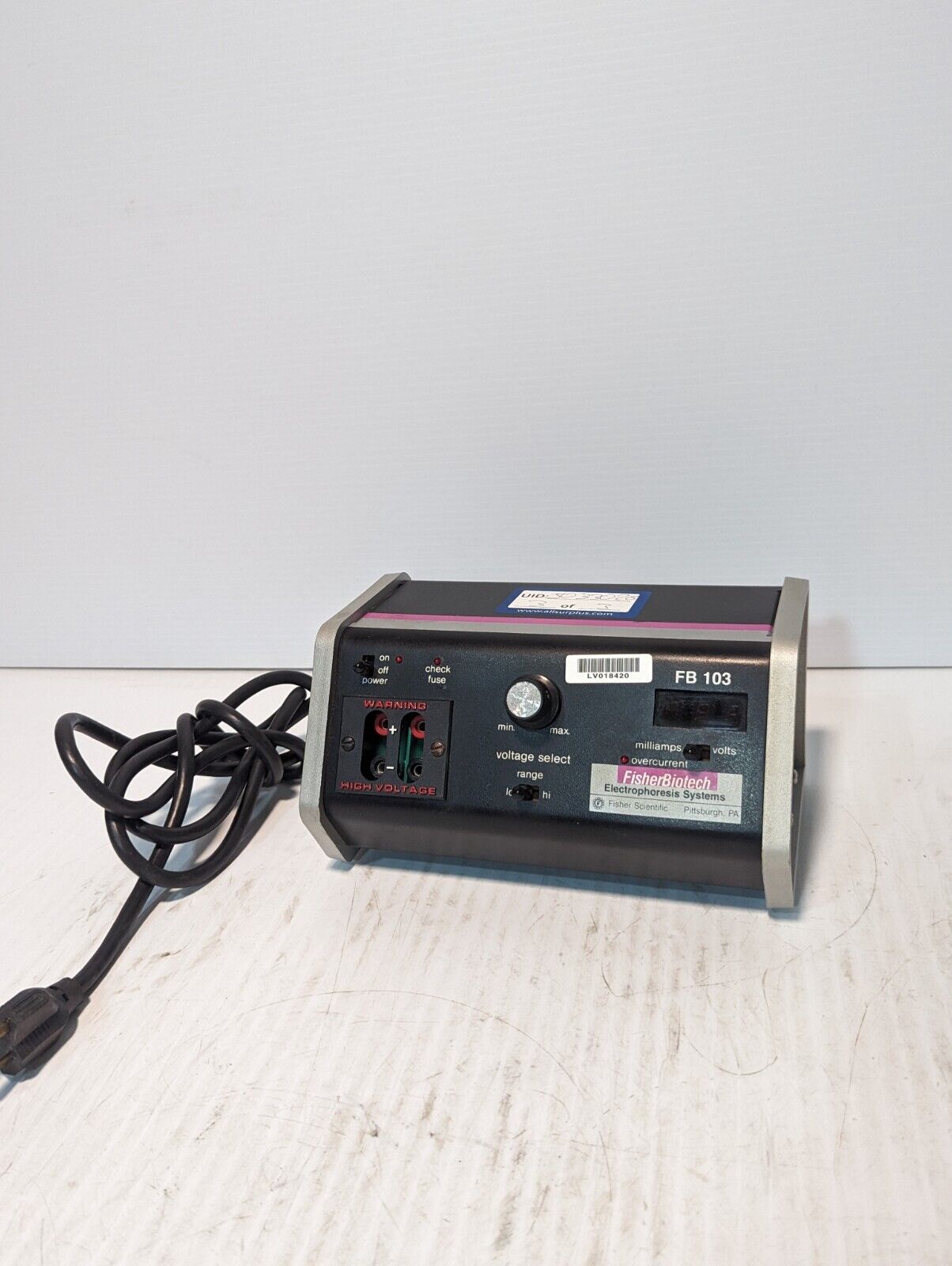 Fisher Biotech FB 103 Electrophoresis Power Supply, 115vac - Free Shipping
