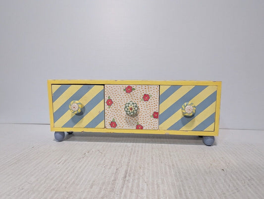 Vintage Hand-painted 3 Drawer Organizer Unit, 20" x 8" x 5" - Free Shipping