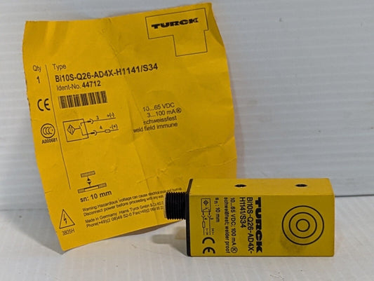Turck Bi10S-Q26-AD4X-H1141/S34 Inductive Proximity Sensor, 44702 - Free Shipping