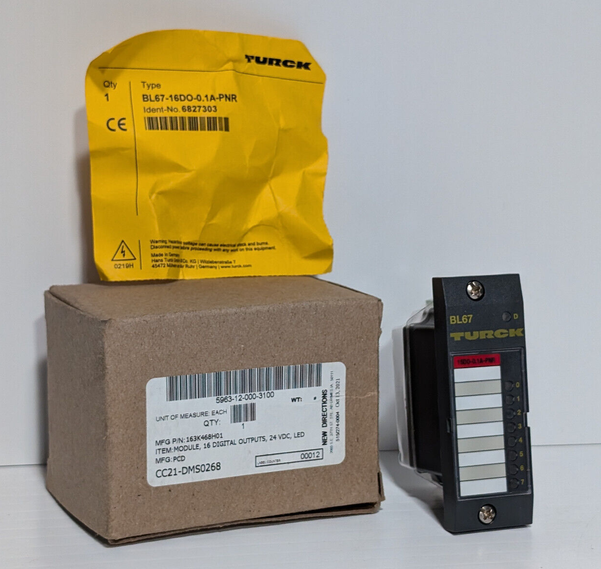 Turck BL67-16DO-0.1A-PNR Module, 163K468H01, 16 Digital Outputs, 24 VDC, LED