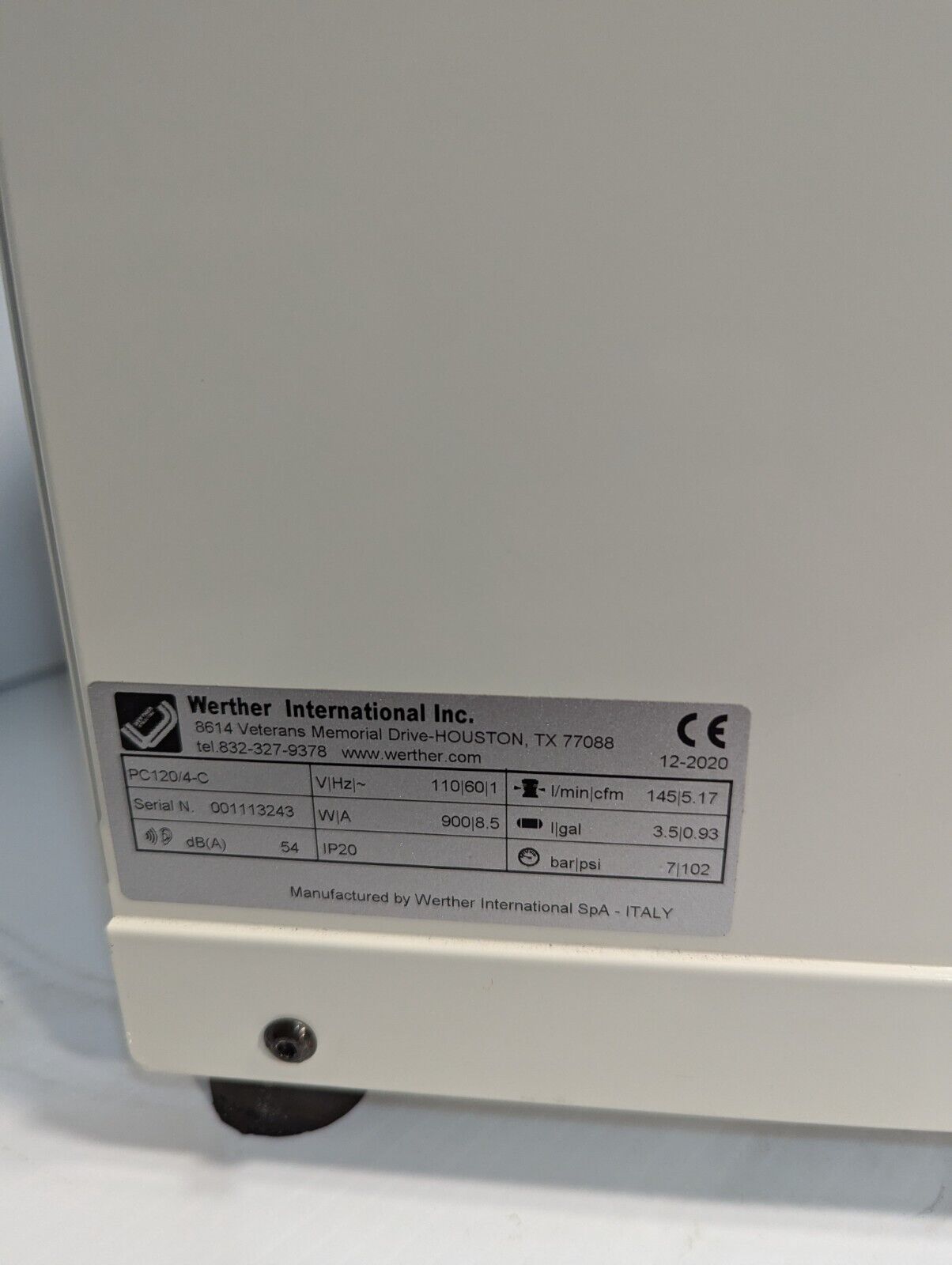 Werther International PC120/4-C Oilless Air Compressor - Free Shipping