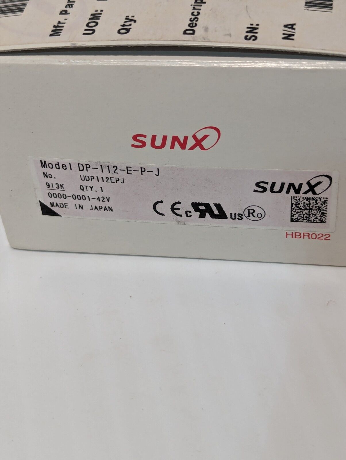 SunX DP-112-E-P-J Pressure Sensor, 161K320H02 - Free Shipping