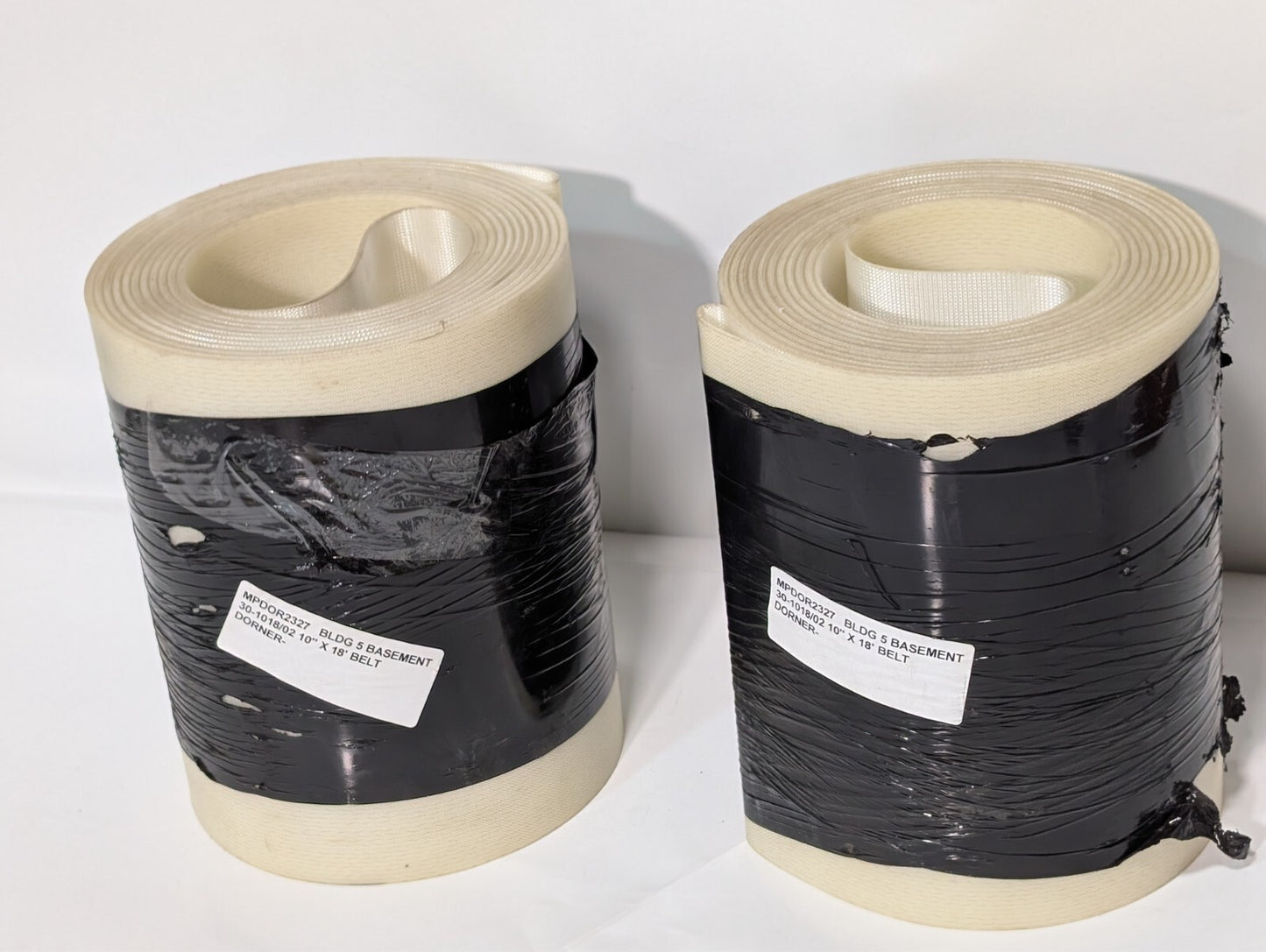 (2) Dorner 30-1018/02 10" x 18' ft Conveyor Belt White Continous MPDOR2327