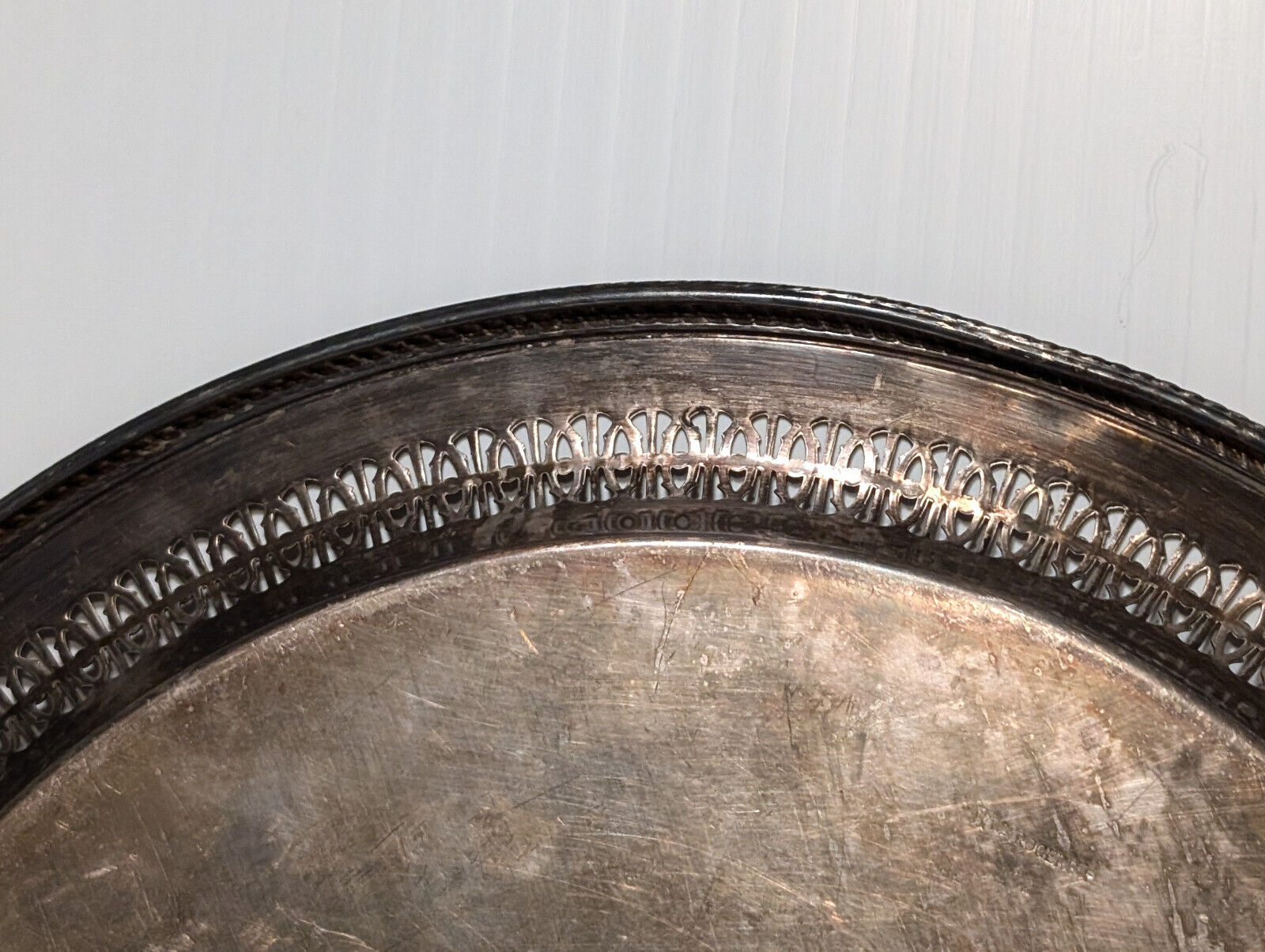 Vintage 15" Sterling Silver Plated Serving Platter, Tray, Victorian, Filagree