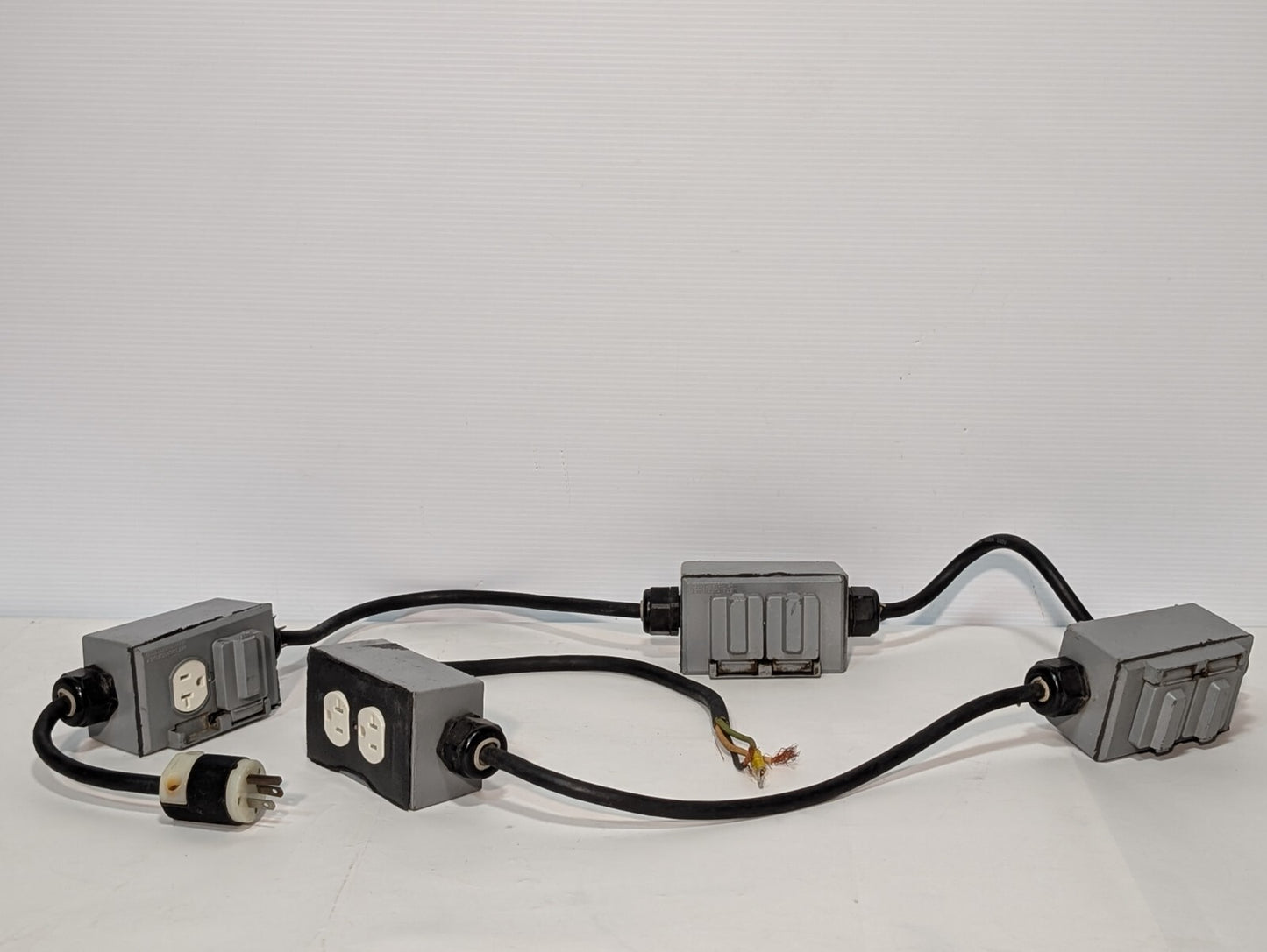 String of 4 Parallel Weather Proof Horizontal Duplex Power Outlet Receptacles