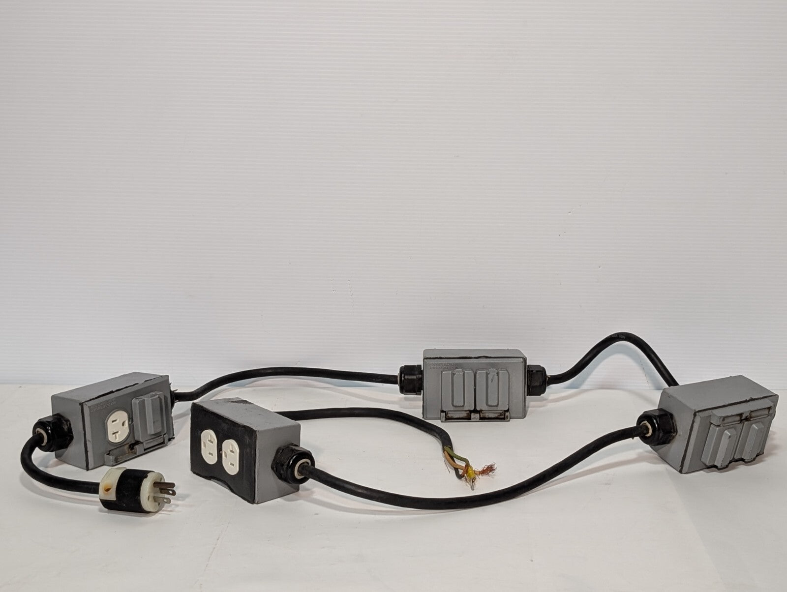 String of 4 Parallel Weather Proof Horizontal Duplex Power Outlet Receptacles