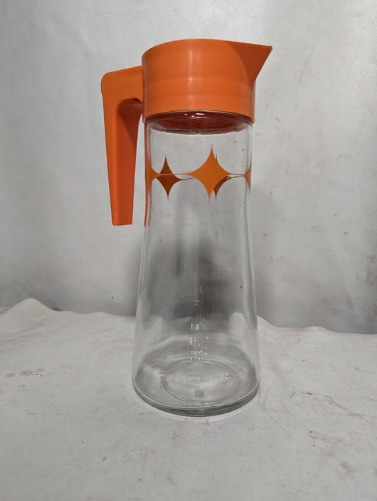 Vintage orange and clear glass pitcher, small