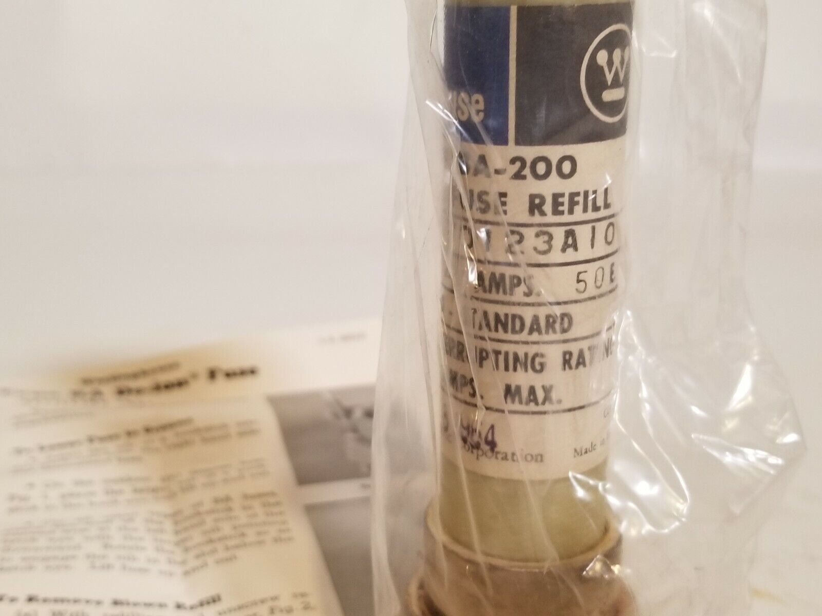 Westinghouse BA-200 117D123A10 50E Boric Acid Power Fuse Refill, New OldStock