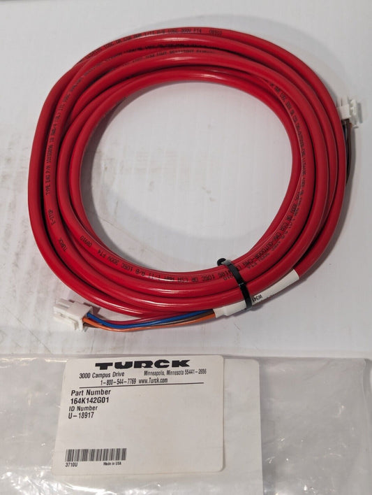 Turck U-18917 Cordset Cable 4 Pin Red Connector, 164K142G01 - Free Shipping