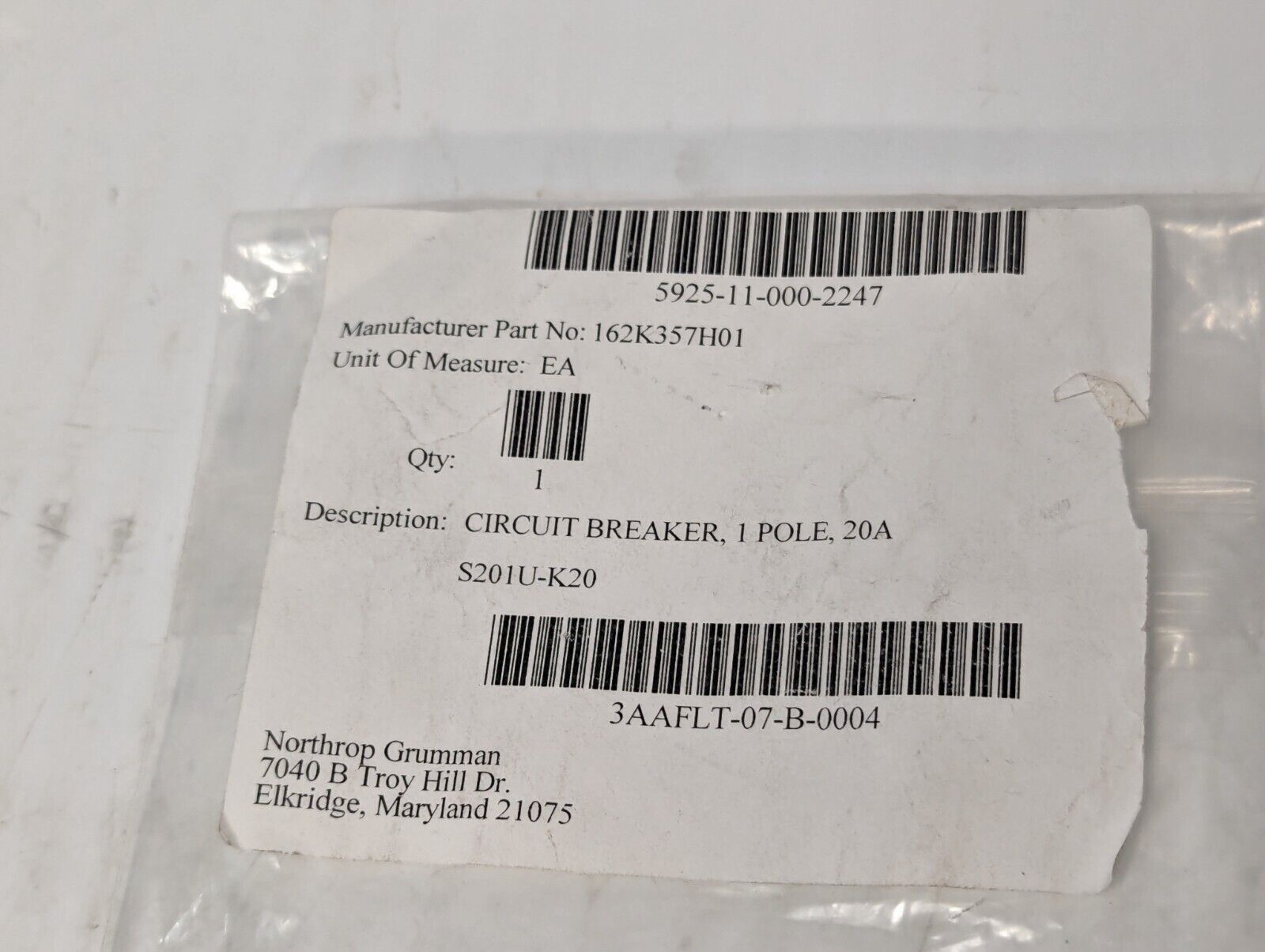 ABB S201U-K20 Circuit Breaker, 20A, 240VAC, 1-Pole - Free Shipping