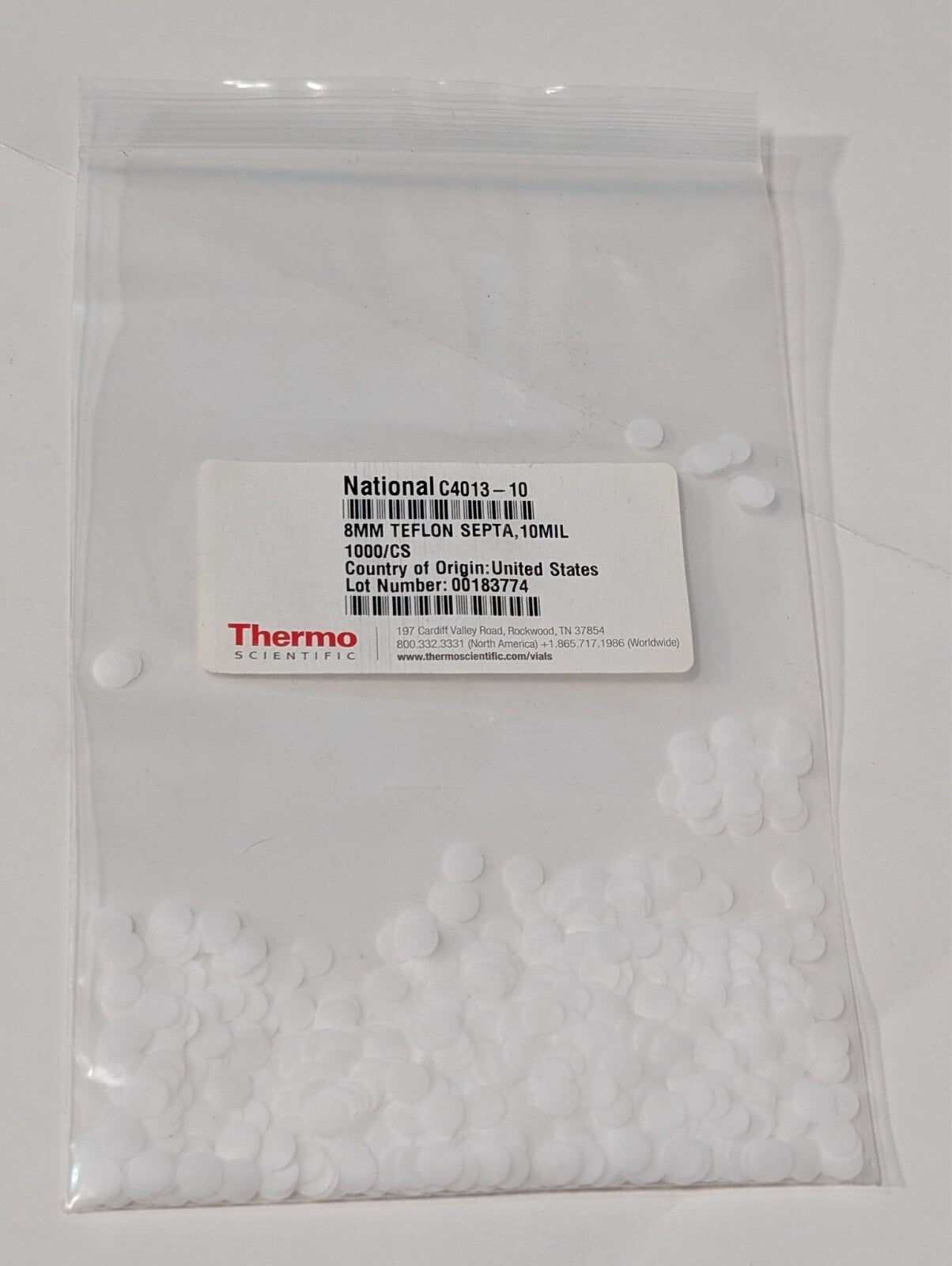[1000] Thermo Scientific National C4013-10 8mm Teflon Septa, 10MIL