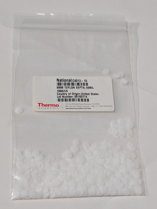 [1000] Thermo Scientific National C4013-10 8mm Teflon Septa, 10MIL