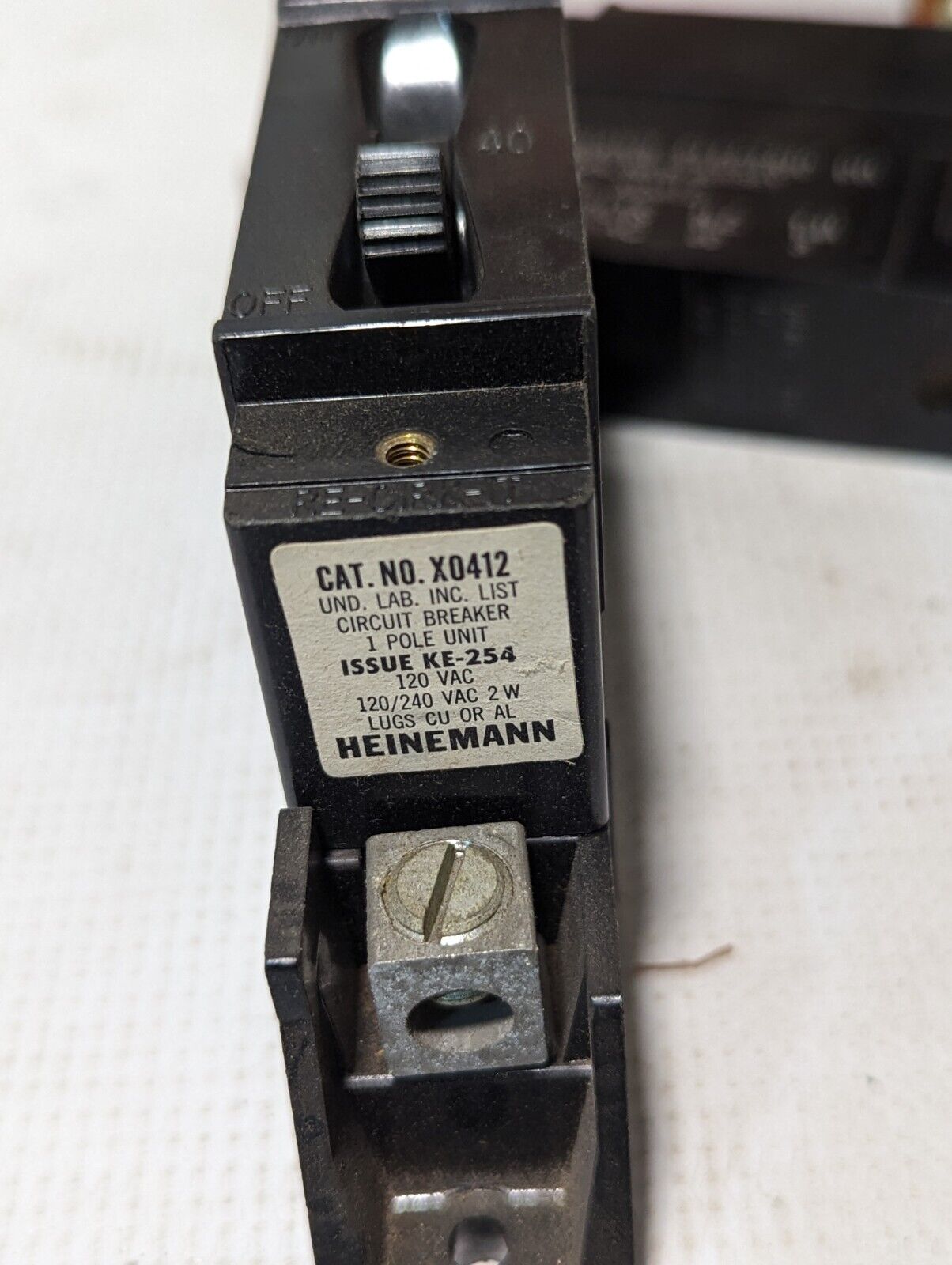 Lot of 6 Heinemann X0412 Circuit Breaker, 40A 1P 120/240VAC - Free Shipping
