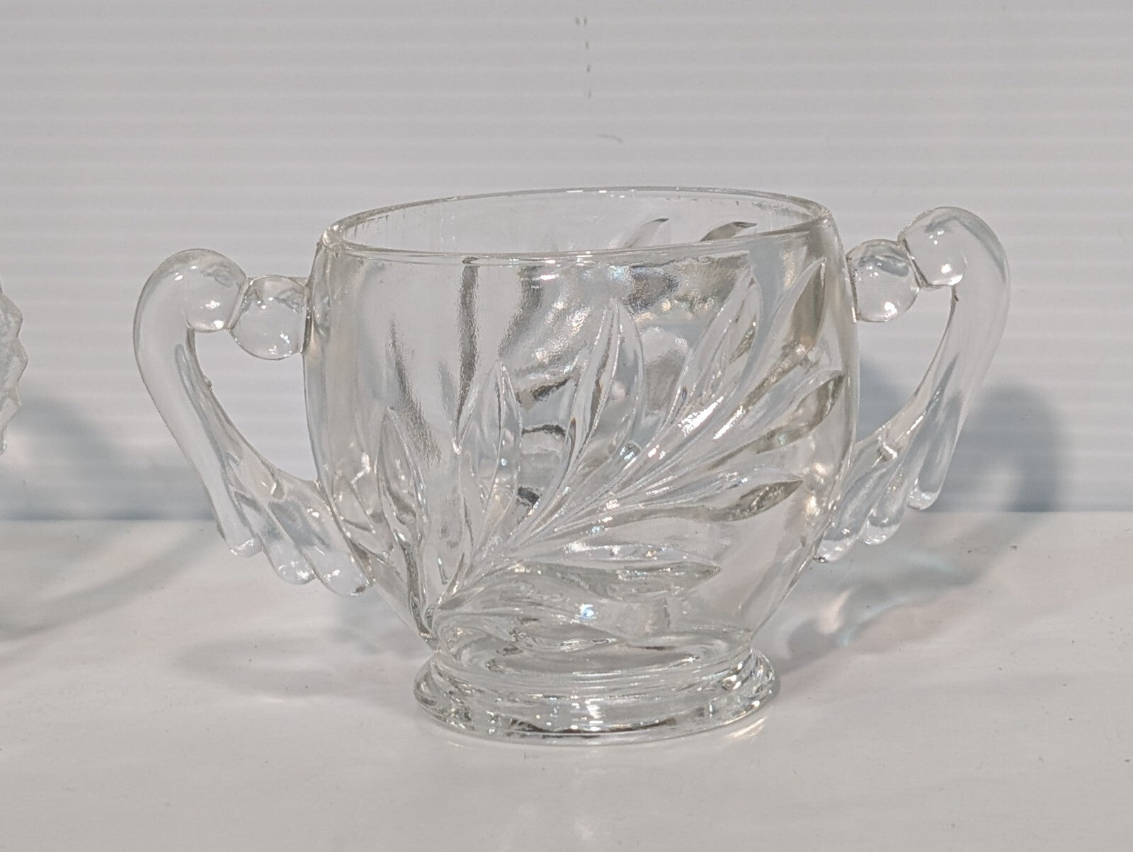 Vintage Indiana Willow Glass Sugar + Anchor Hocking Pineapple Fan Cream Bowls