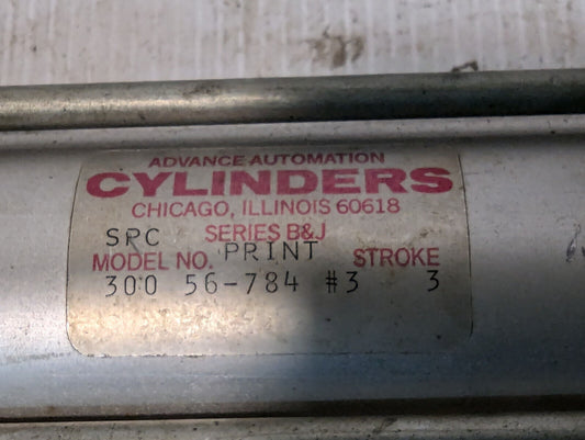 Advanced Automation Cylinder 300 56-784 #3 stroke 3 B&J -Free Shipping