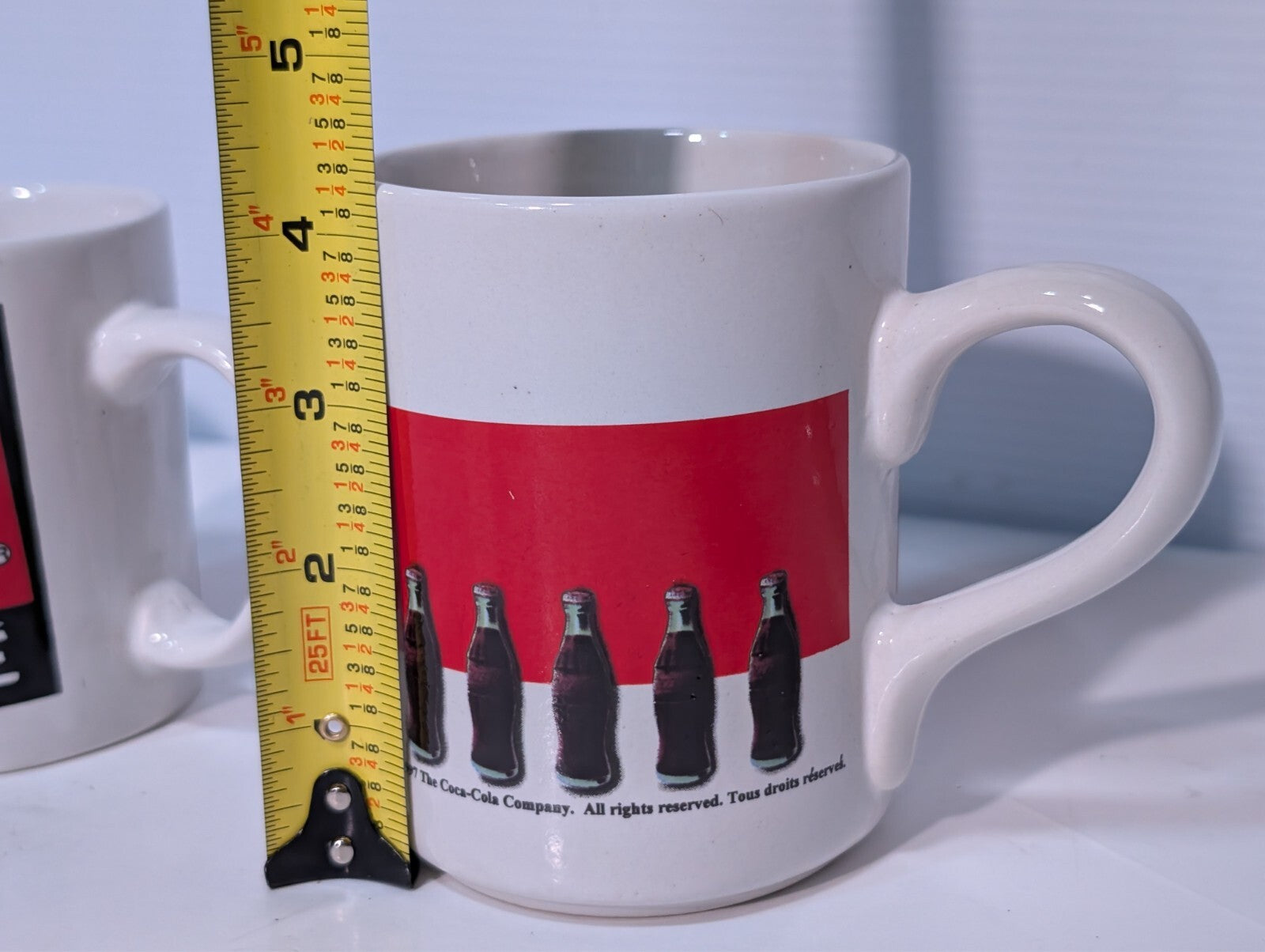(5) Vintage Coca Cola Collectible Drinking Mugs Coke Ceramic Handles Red Blue
