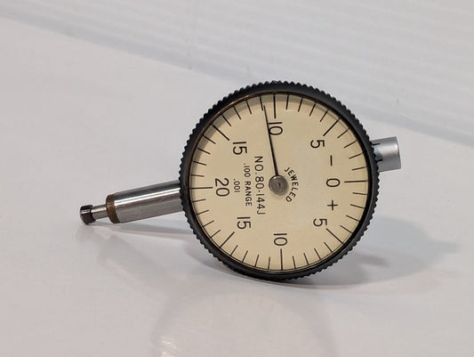 Starrett 80-144J Miniature Dial Indicator with Flat Back, 0-.100" Range: .001"