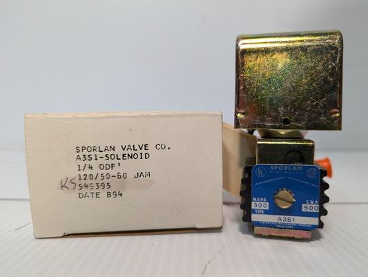 Sporlan A3S1 solenoid valve, 1/4 ODF, 120VAC, 300 MOPD, 500 SWP - Free Shipping