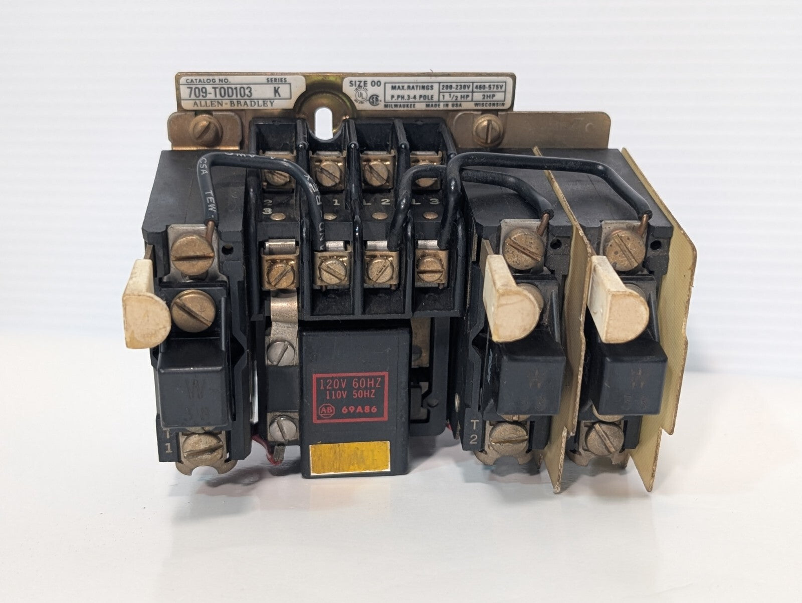 Allen Bradley 709-T0D103 Motor Starter, 1.5hp@230v, 2hp@460v, Size 00, Series K