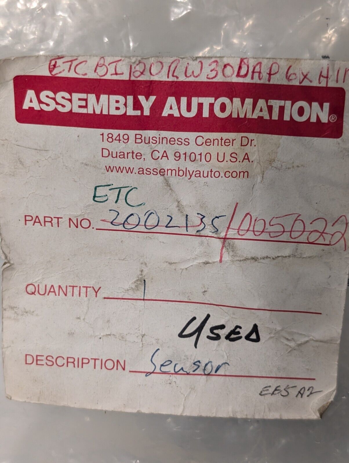 Turck Bi20R-W30-DAP6X-H1141 Inductive Proximity Switch Sensor - Free Shipping