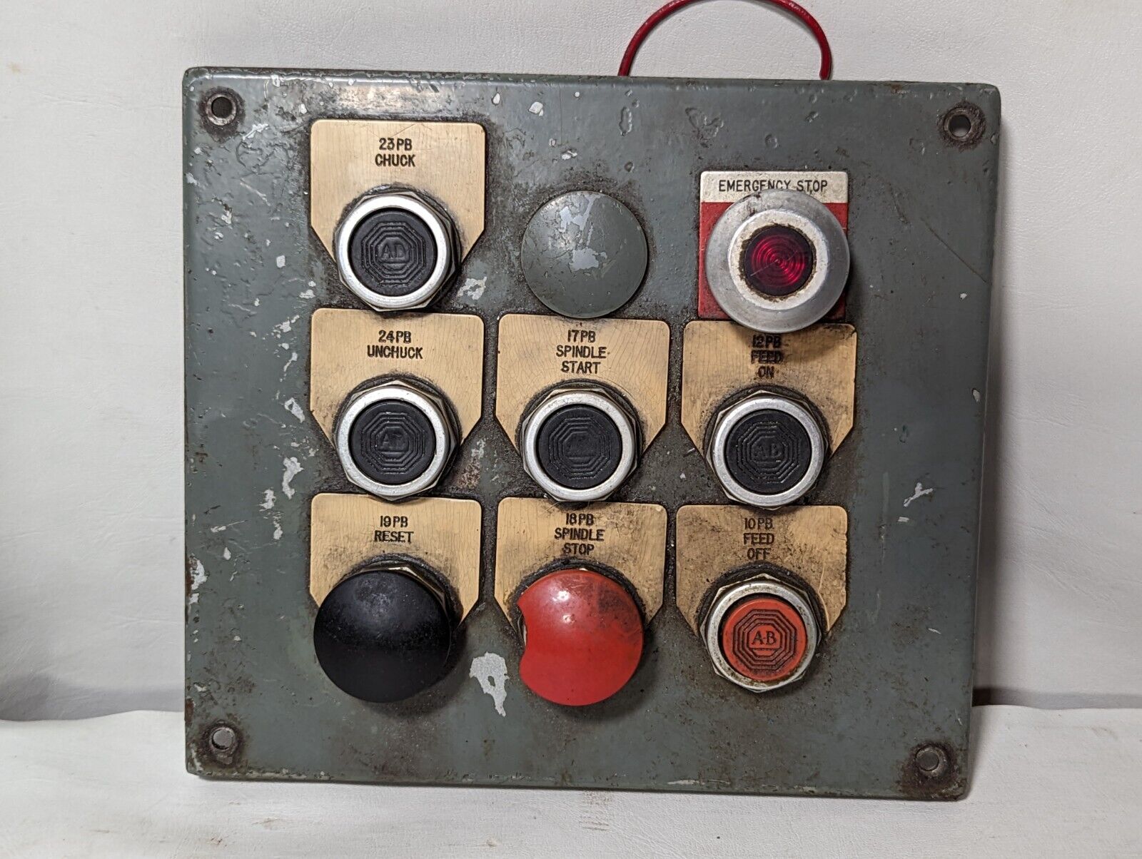 9 button pushbutton panel, Allen-Bradley pushbuttons x8, no back