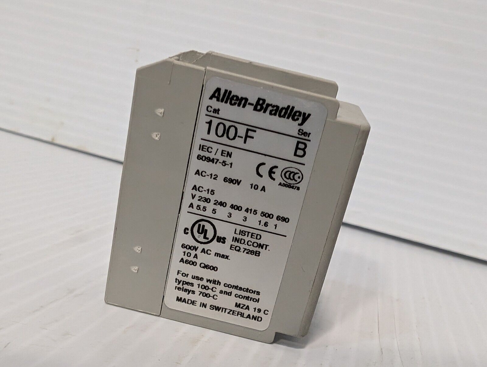 Allen Bradley 100-F Ser. B, Auxiliary Contact, Contact Block, AC-12 690V 10A