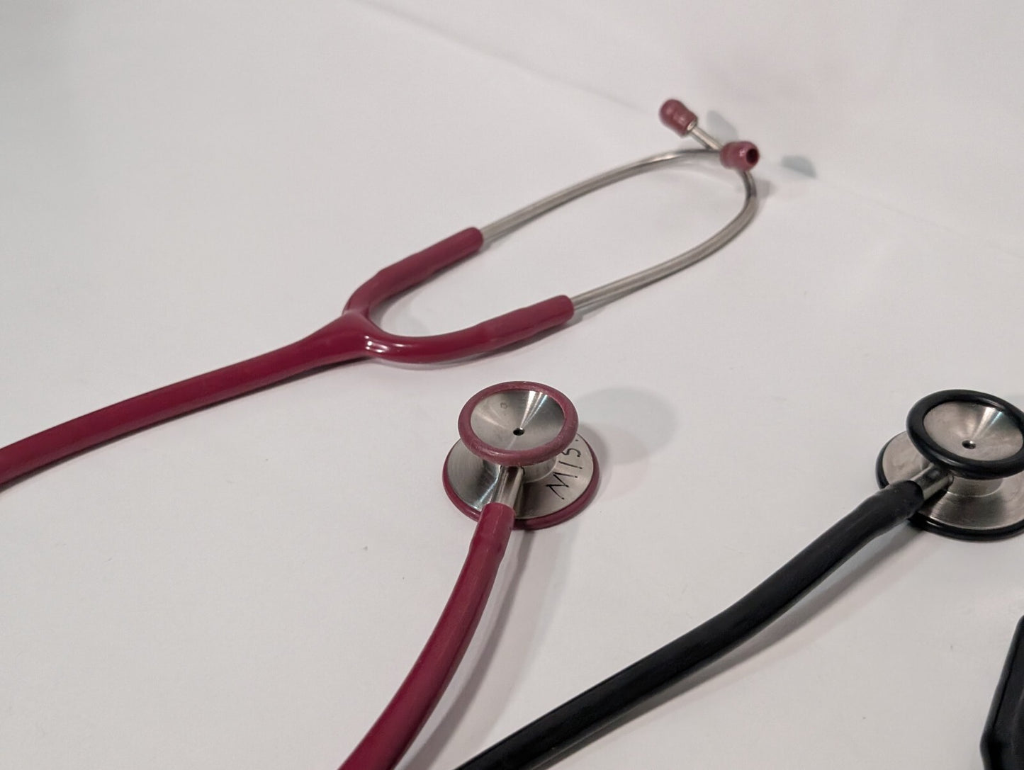 (3) ADC Adscope Stethoscopes, Assorted Colors Red Black Grey