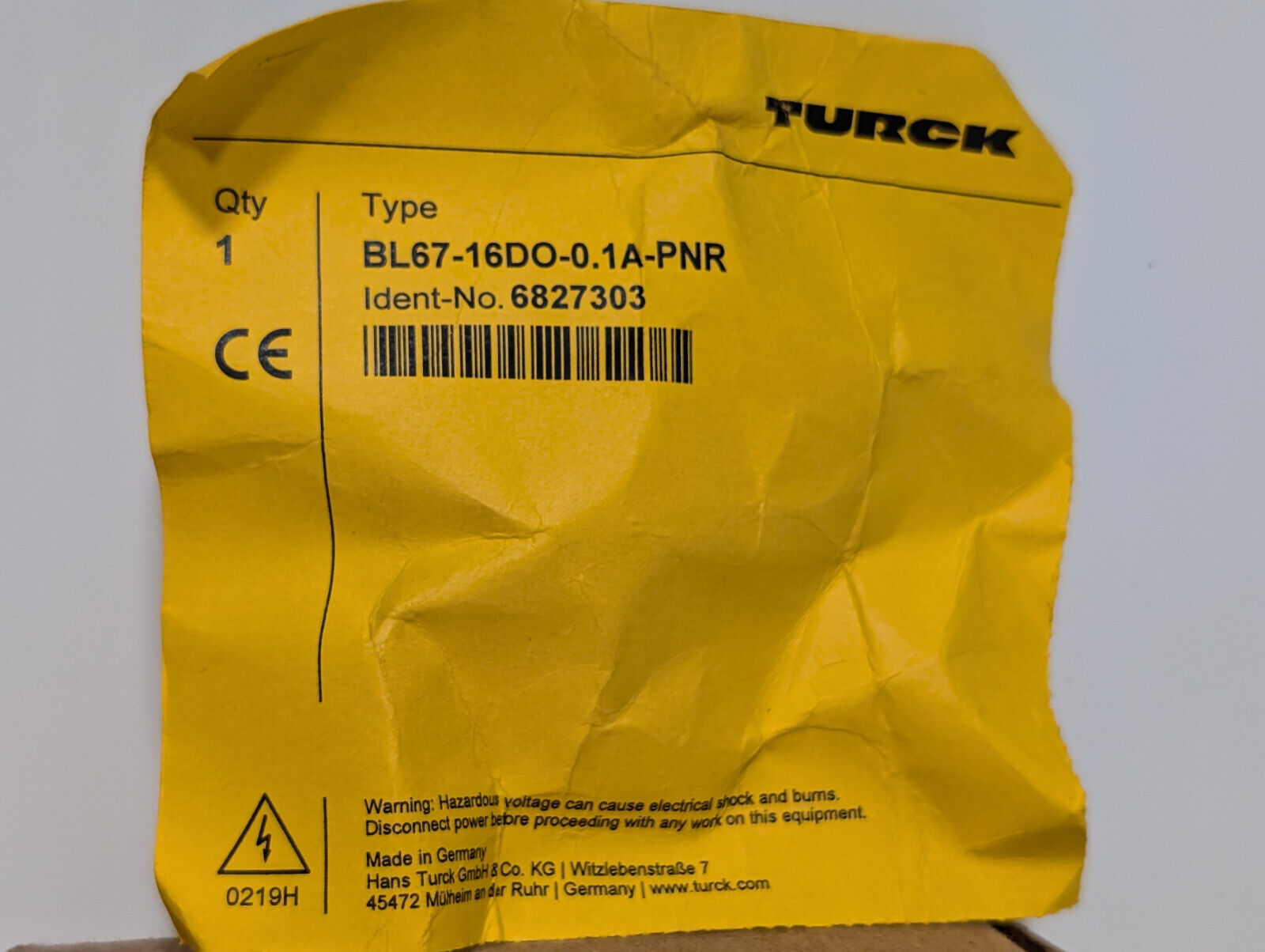 Turck BL67-16DO-0.1A-PNR Module, 163K468H01, 16 Digital Outputs, 24 VDC, LED
