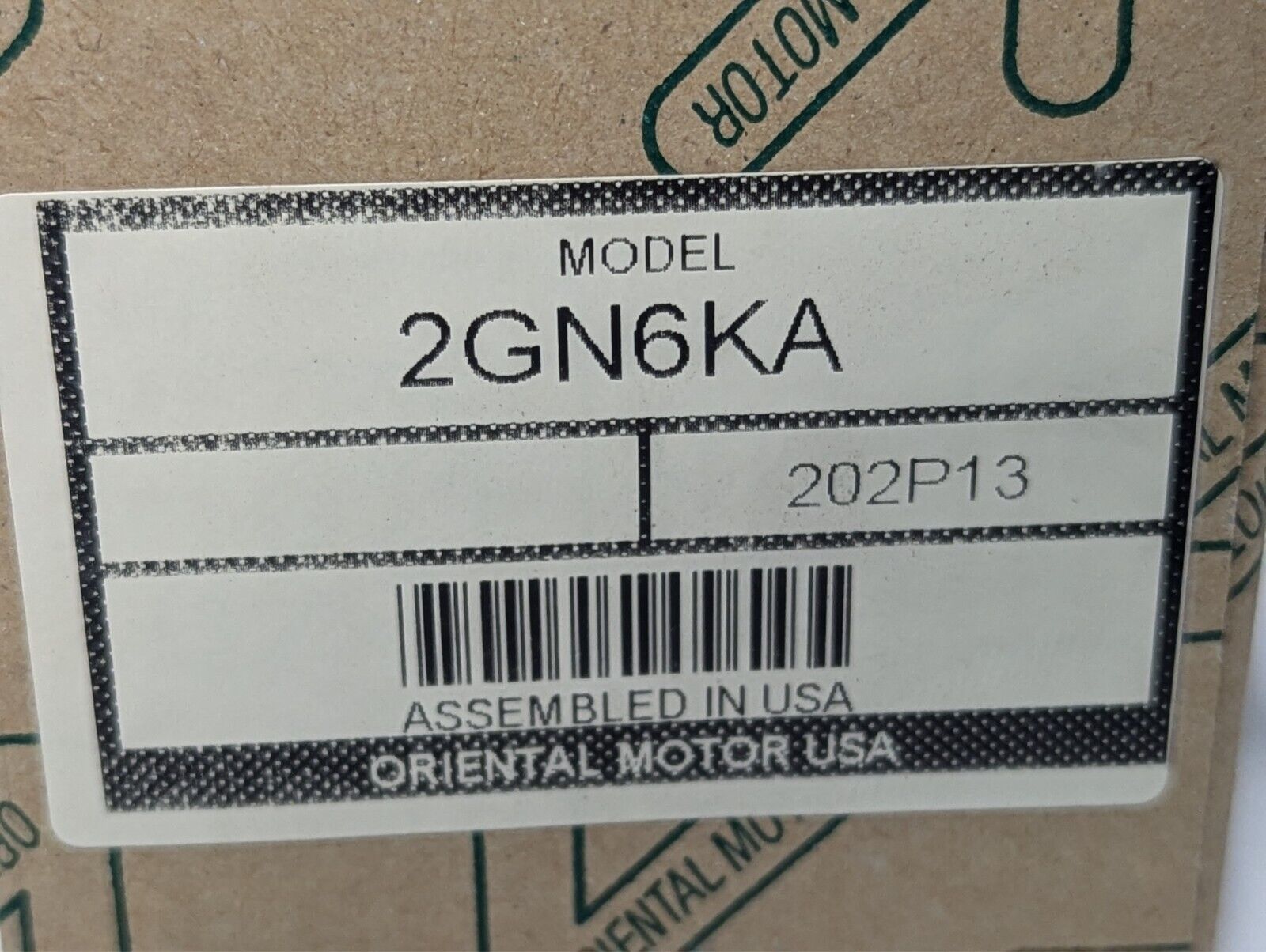 NEW Oriental Motor 2GN6KA Parallel Shaft Gear Head 6:1 Ratio - Free Shipping