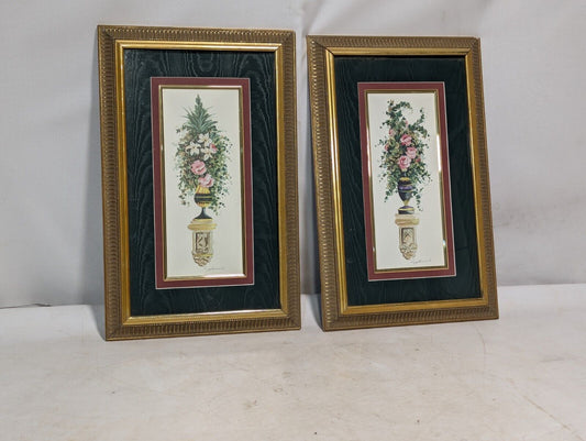 Two Original Watercolors (Flowers) Signed By Peggy Abrams, framed, 21 x 13.5 in