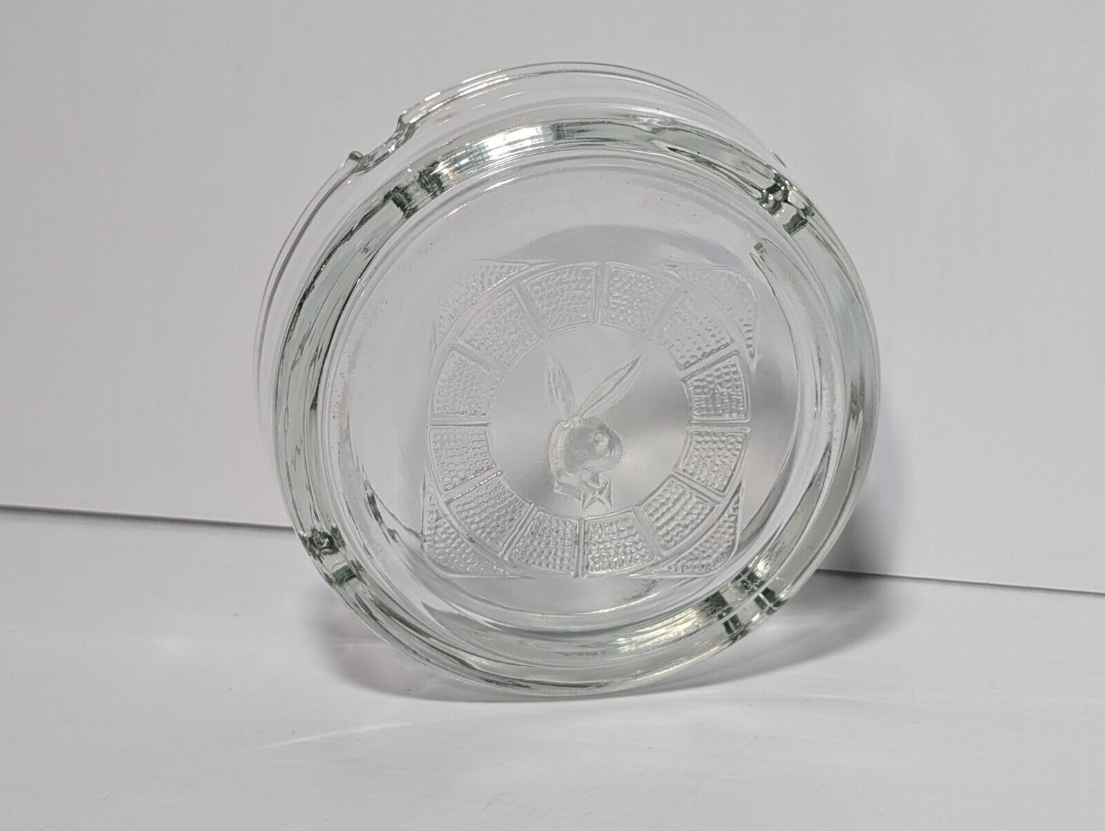 Vintage Playboy Club Clear Glass Bunny Logo Ashtray