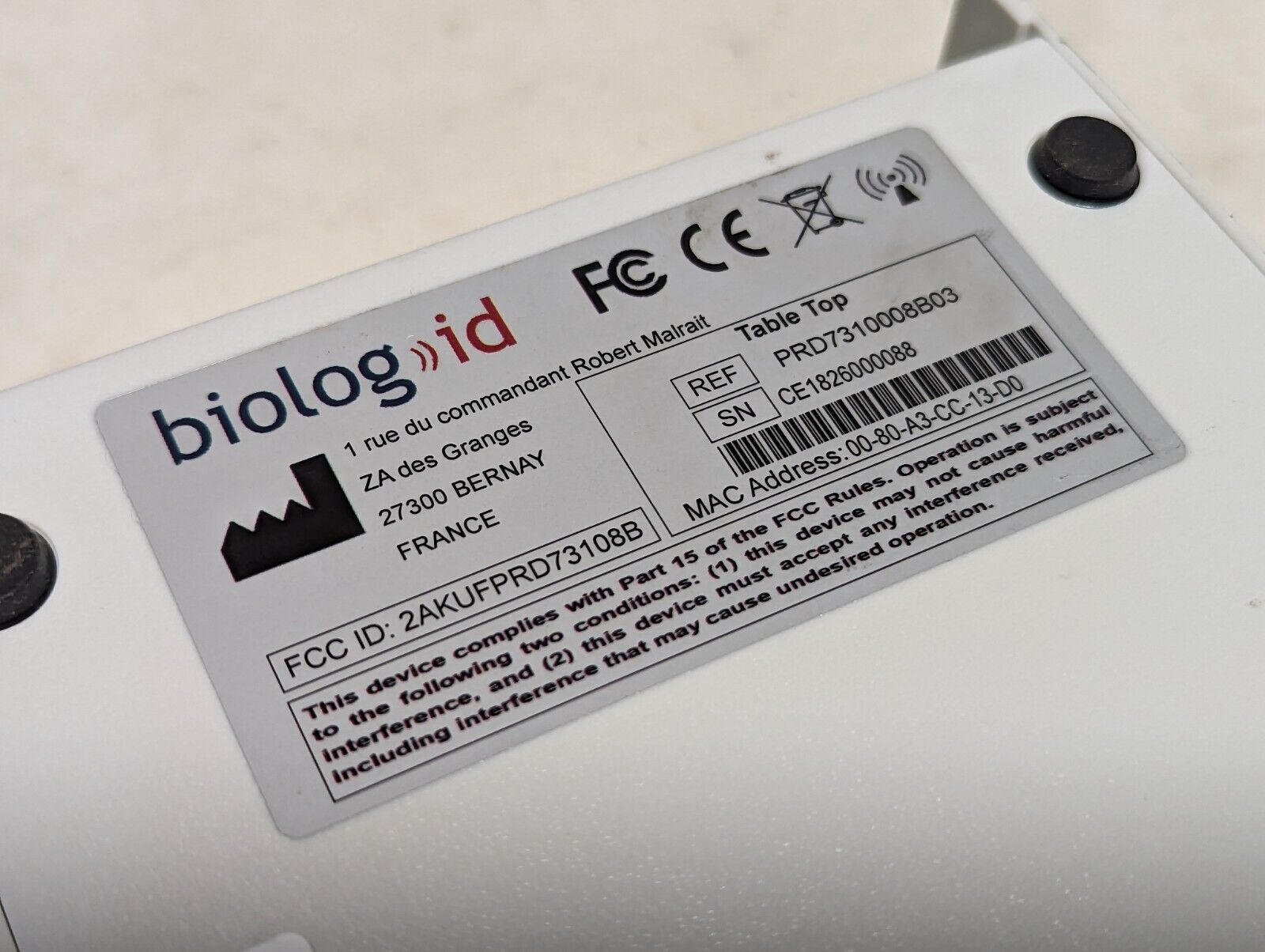biolog id PRD7310008B03 table top RFID reader