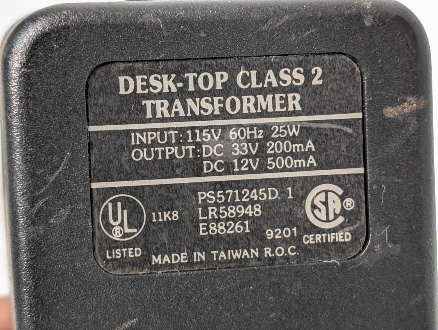 (2) DESK-TOP Class 2 Dual Output Transformer PS571245D 115VAC to 33VDC or 12VDC